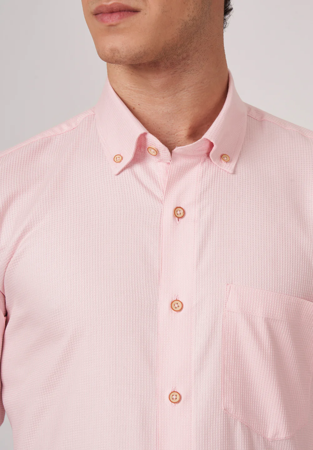 Men Peach Smart Fit Formal Shirt - Image 5