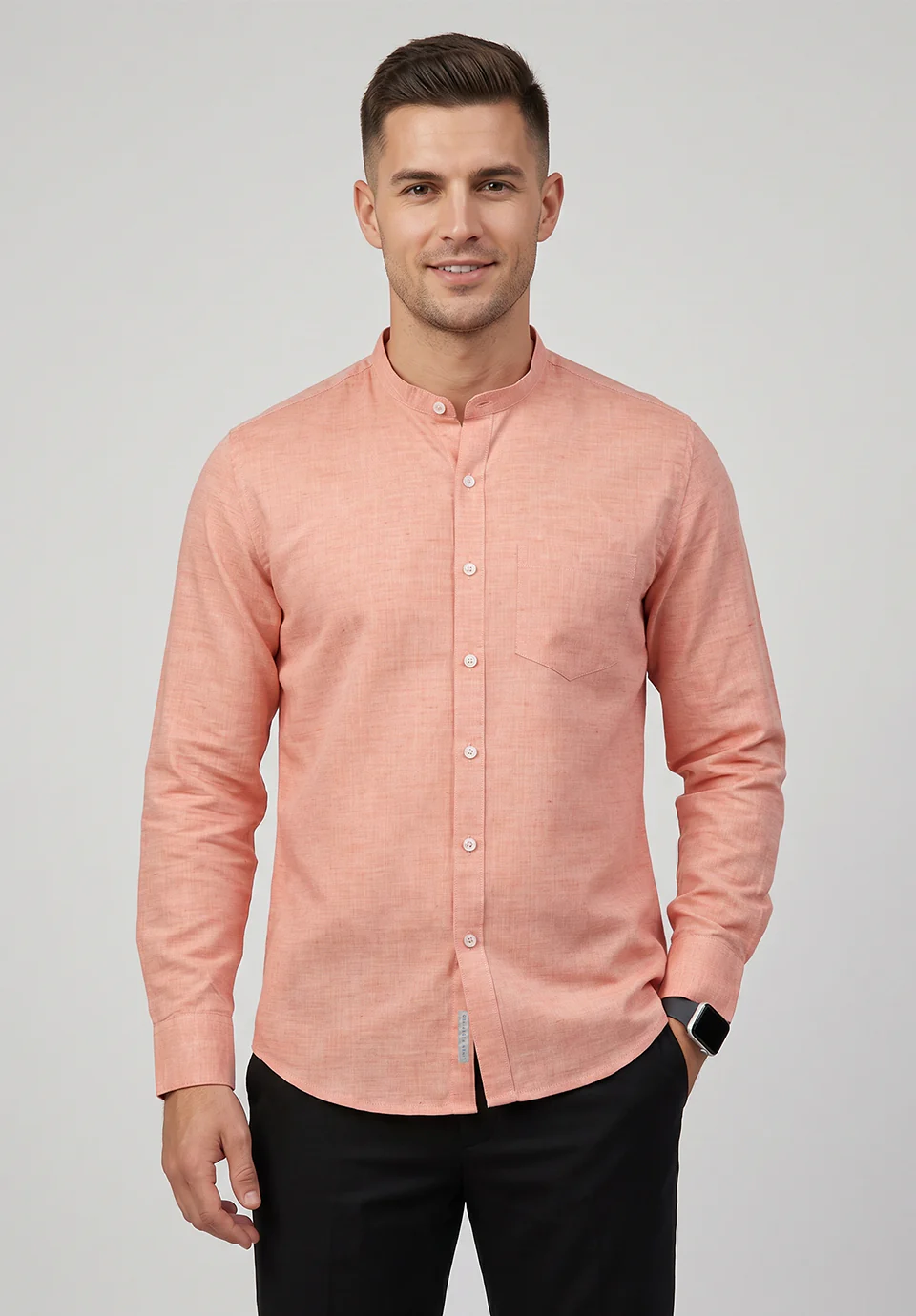 Men Peach Slim Fit Formal Shirt