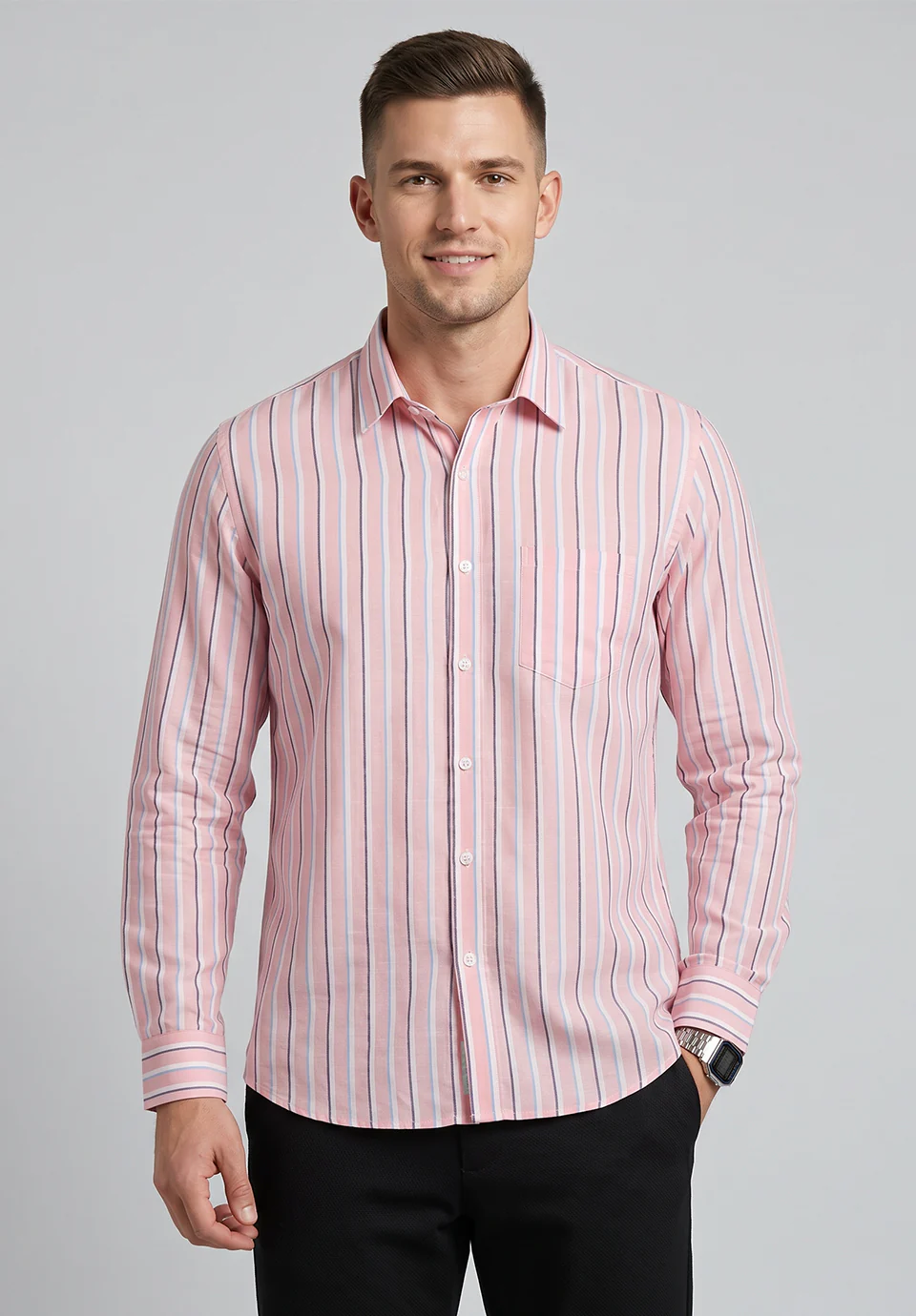 Men Peach Slim Fit Formal Shirt