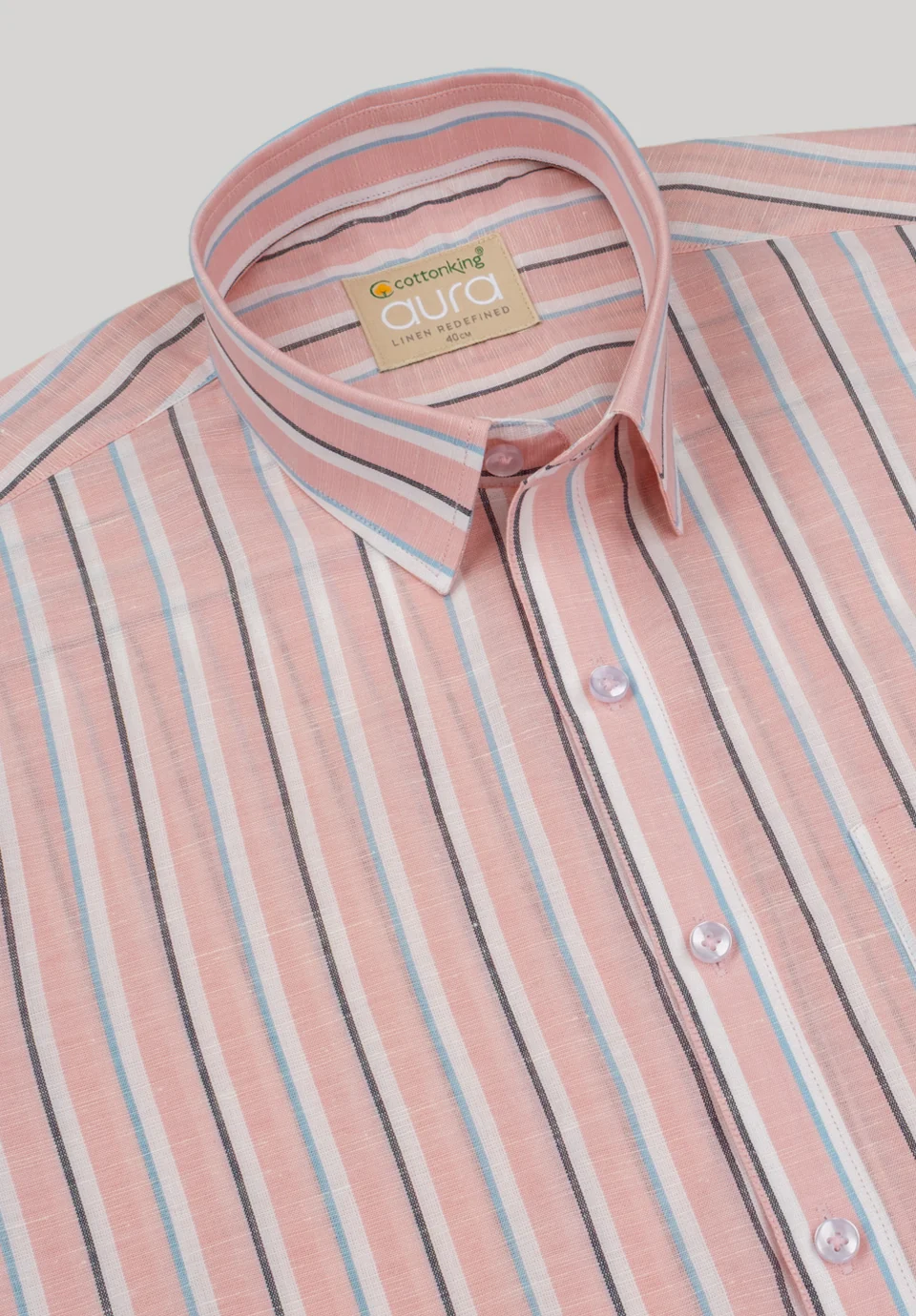 Men Peach Slim Fit Formal Shirt - Image 2