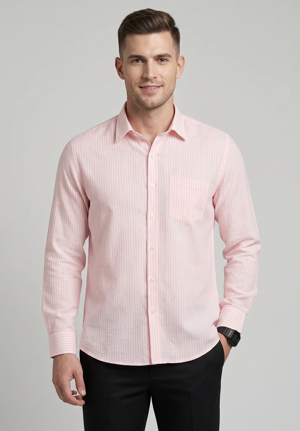 Men Peach Slim Fit Formal Shirt