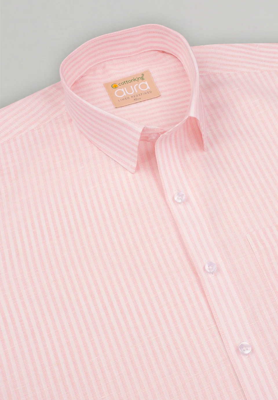 Men Peach Slim Fit Formal Shirt - Image 3