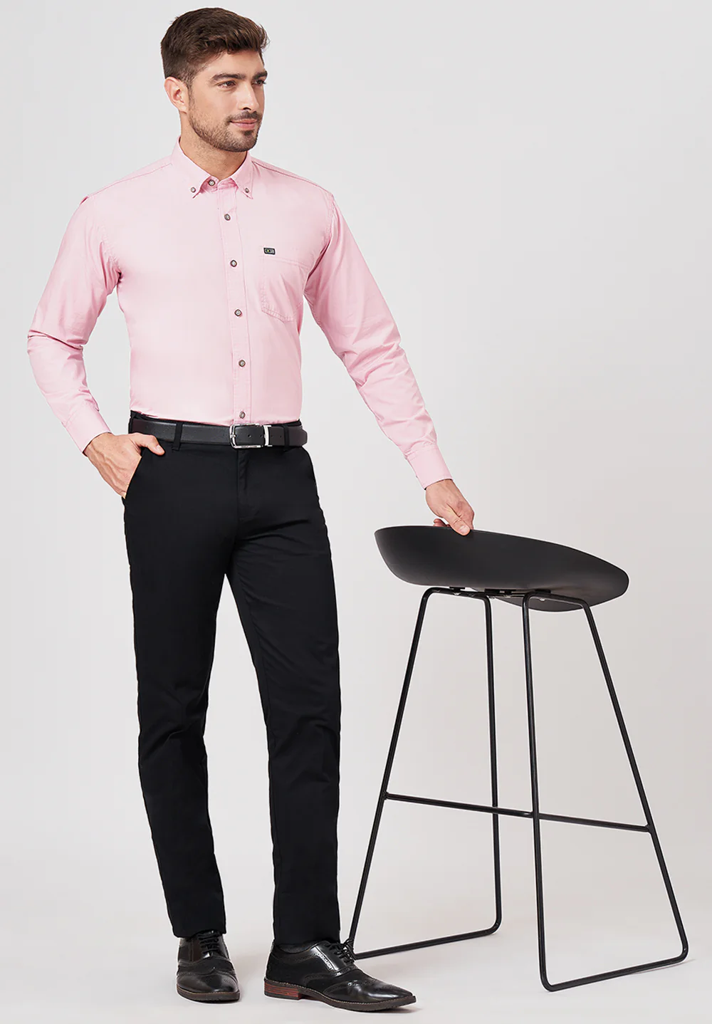 Men Pink Smart Fit Formal Shirt - Image 5