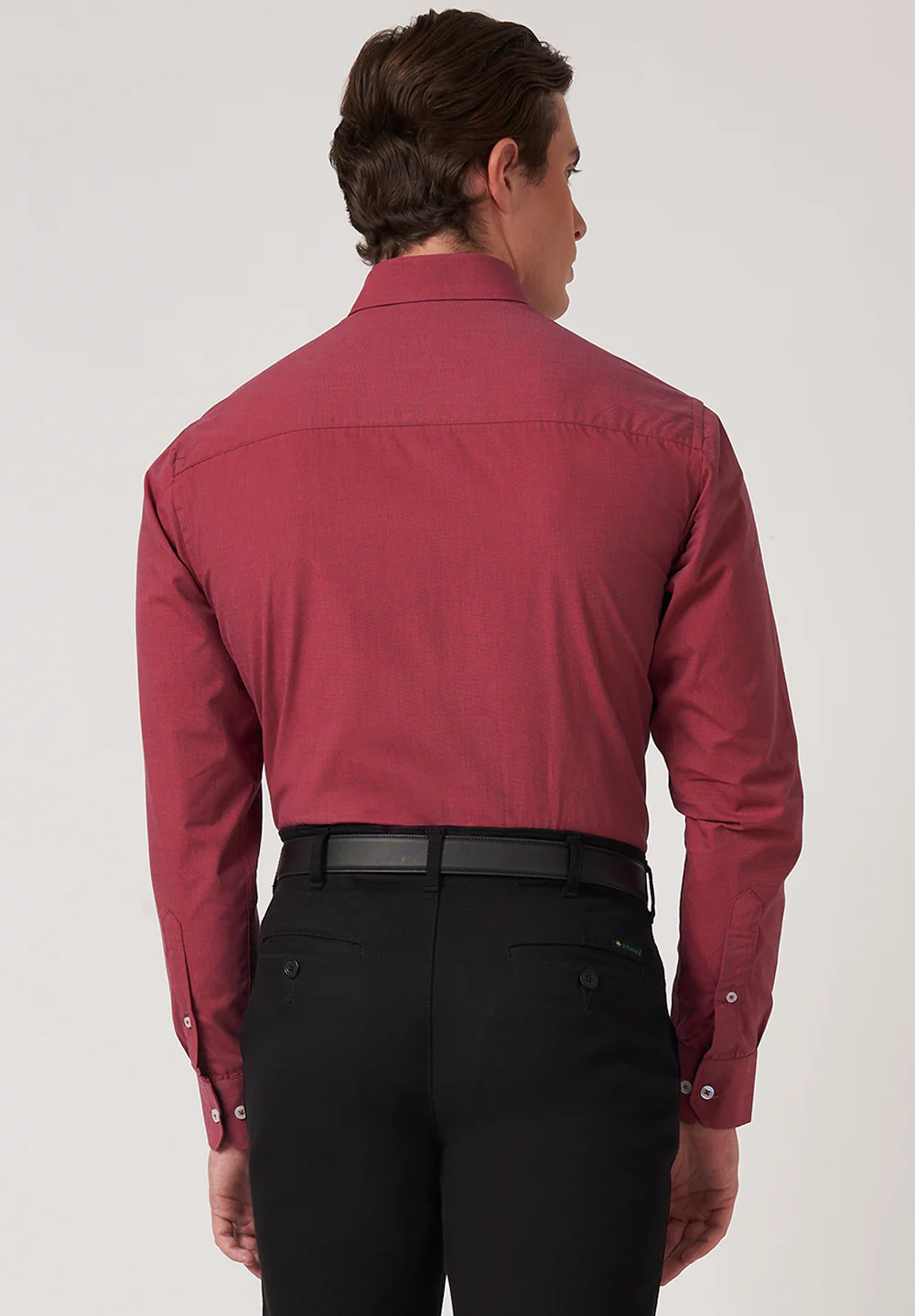 Men Red Slim Fit Formal Shirt - Image 3