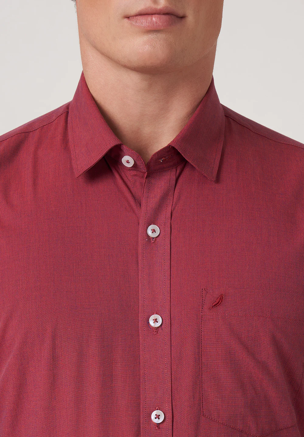 Men Red Slim Fit Formal Shirt - Image 4