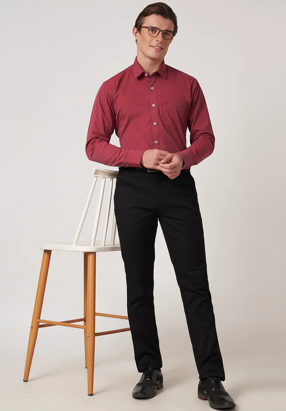 Men Red Slim Fit Formal Shirt - Image 5