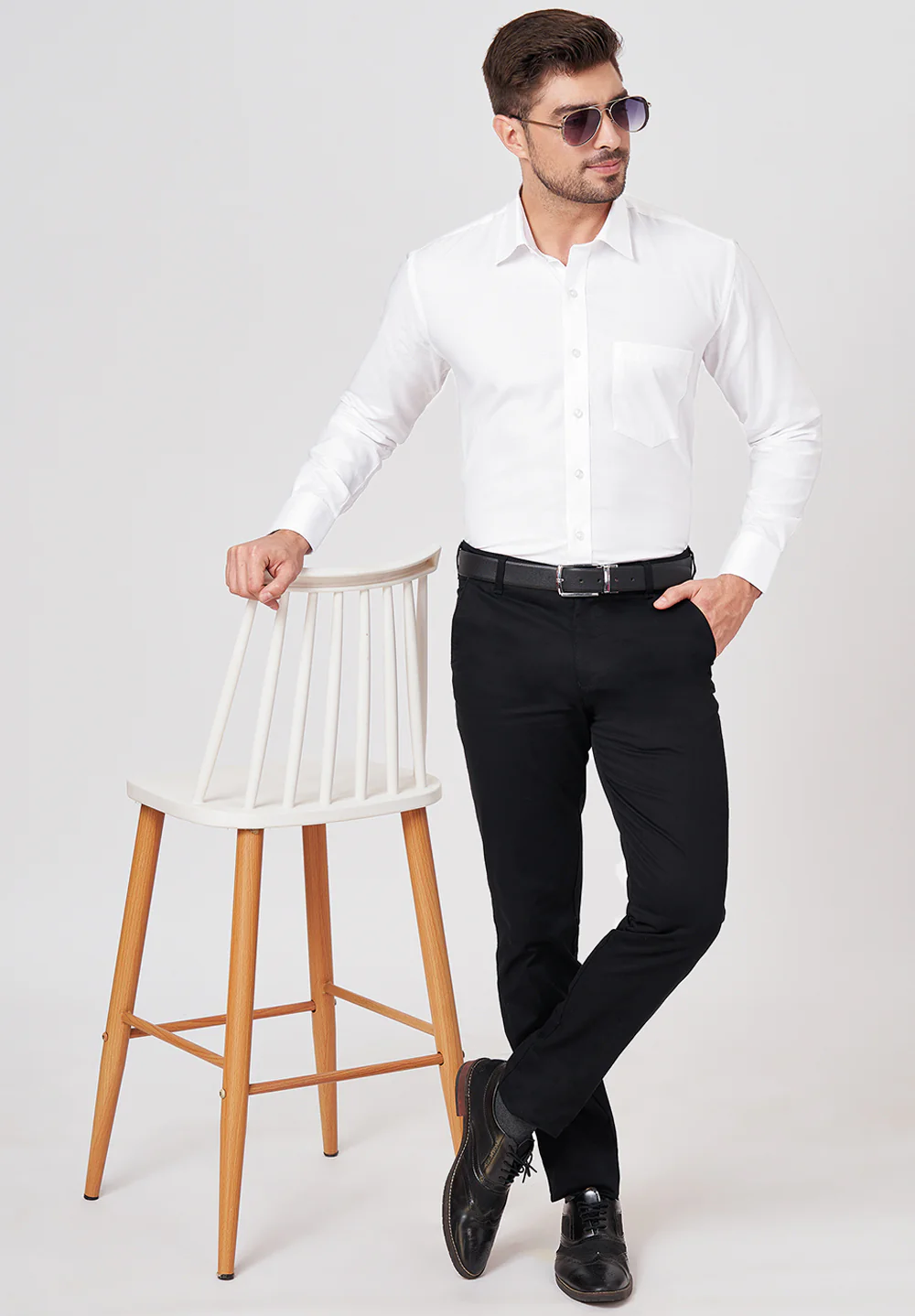 Men Blue Regular Fit Formal Shirt - Image 5