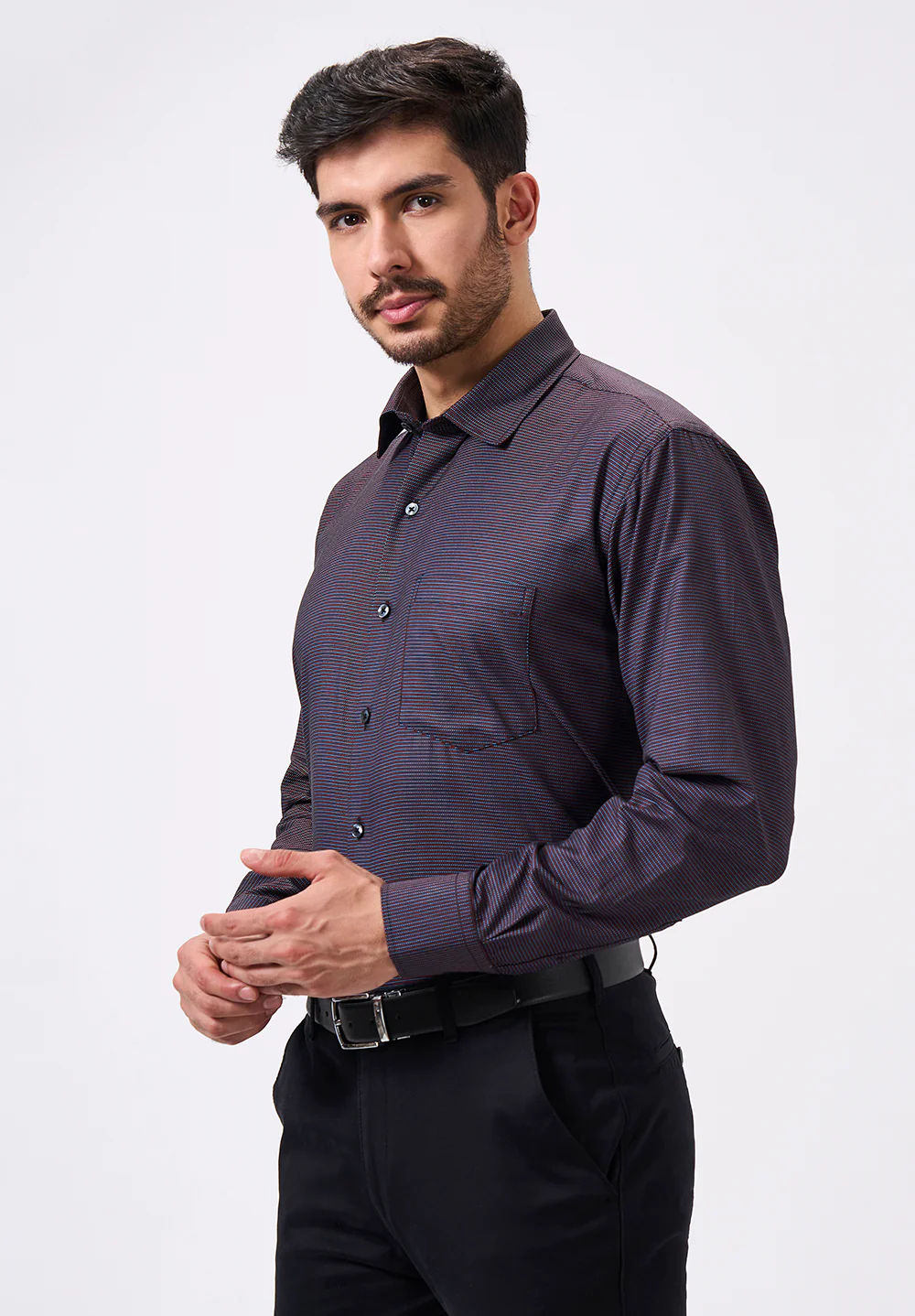 Men Purple Regular Fit Formal Shirt - Image 3
