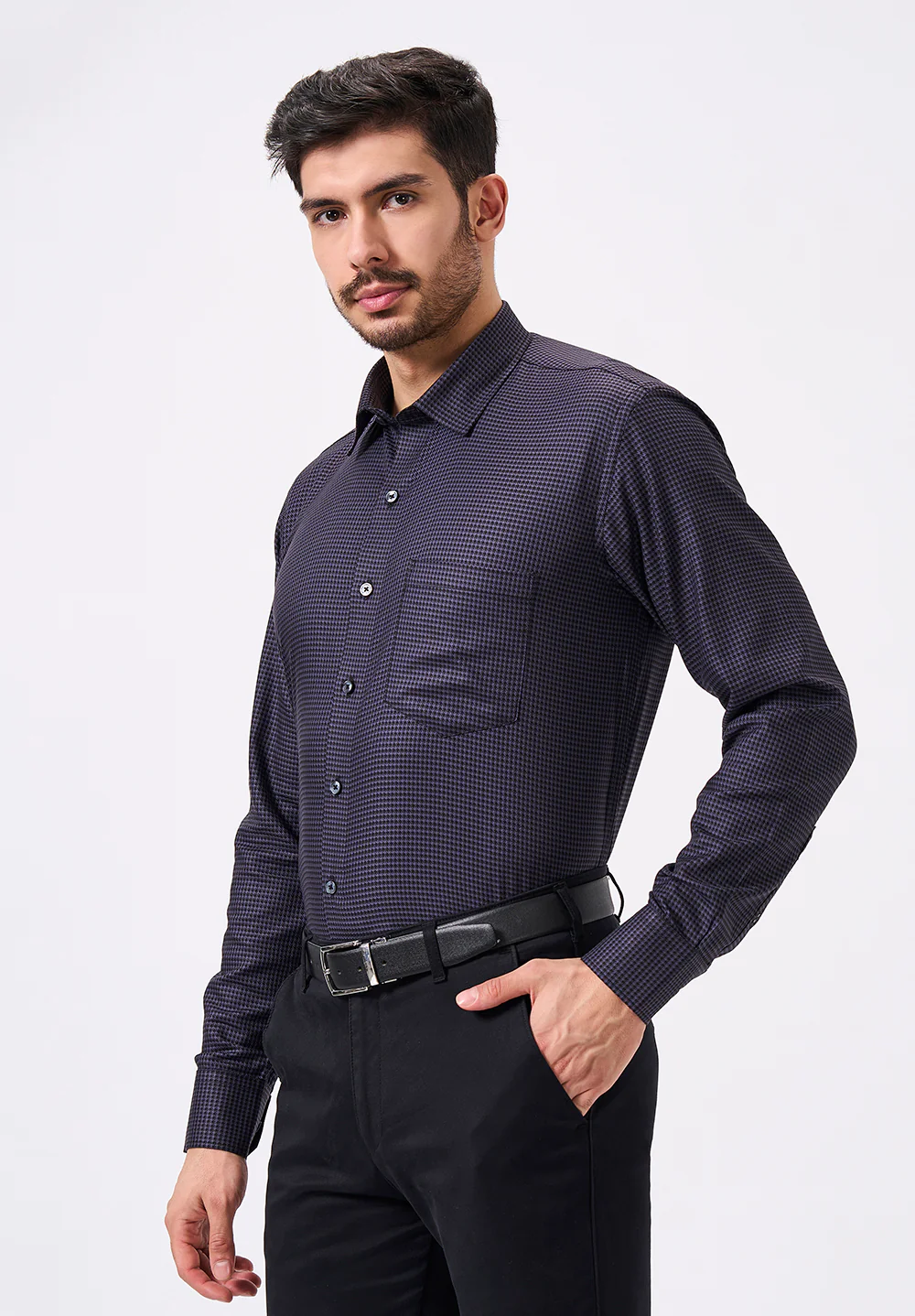 Men Purple Regular Fit Formal Shirt - Image 4