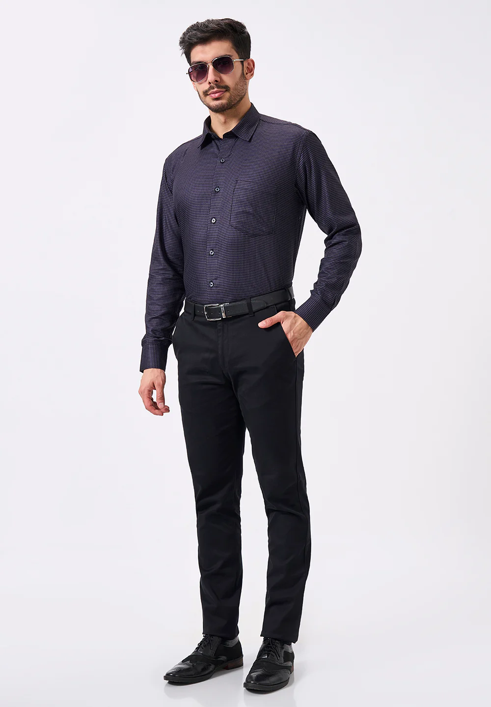 Men Purple Regular Fit Formal Shirt - Image 5