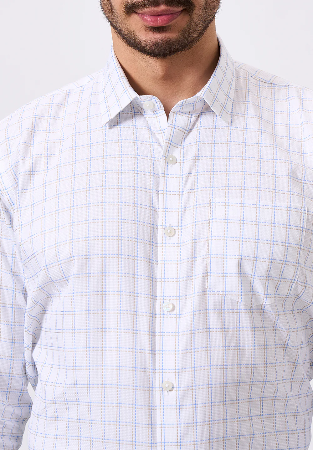 Men White Slim Fit Formal Shirt - Image 2