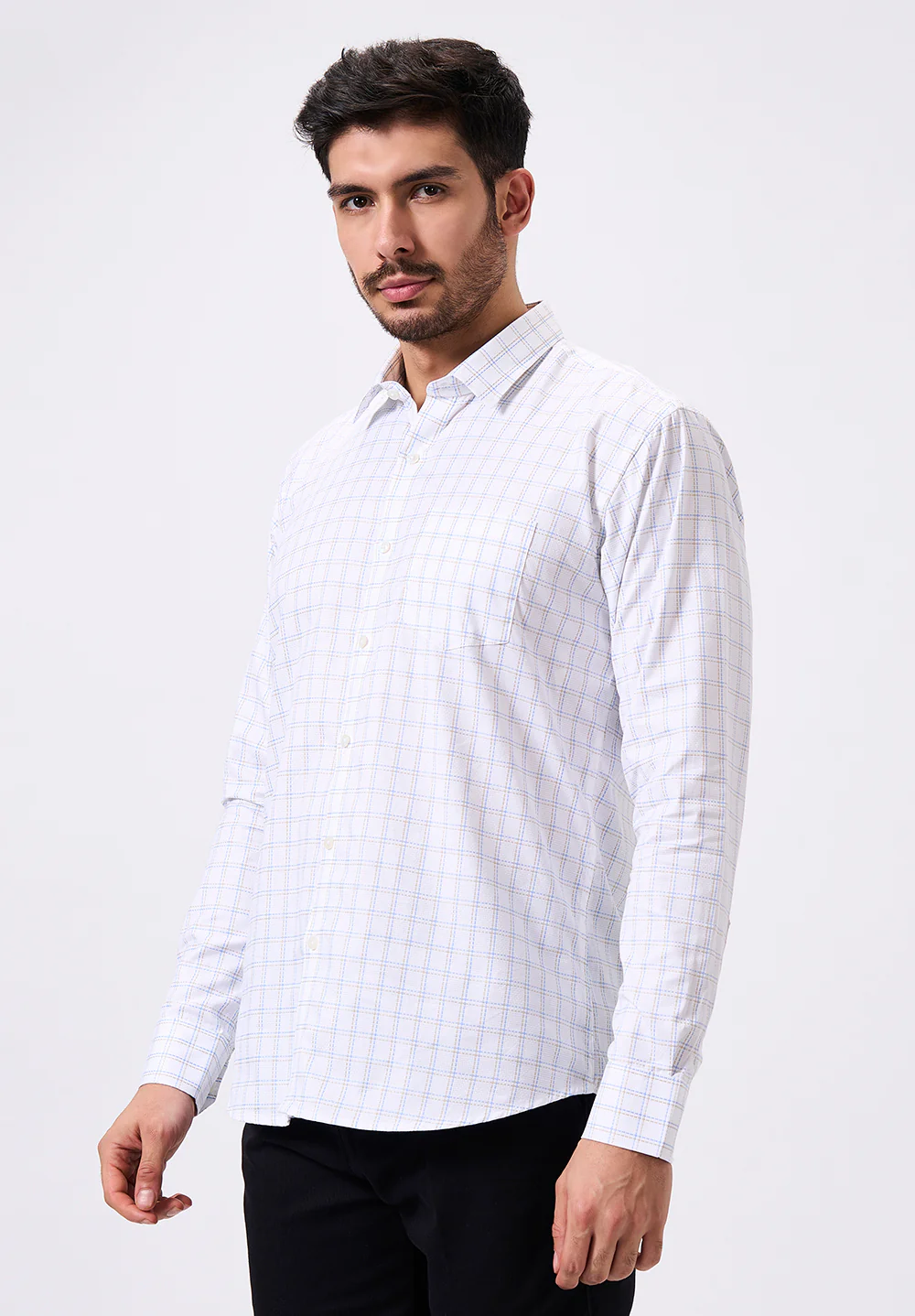 Men White Slim Fit Formal Shirt - Image 4