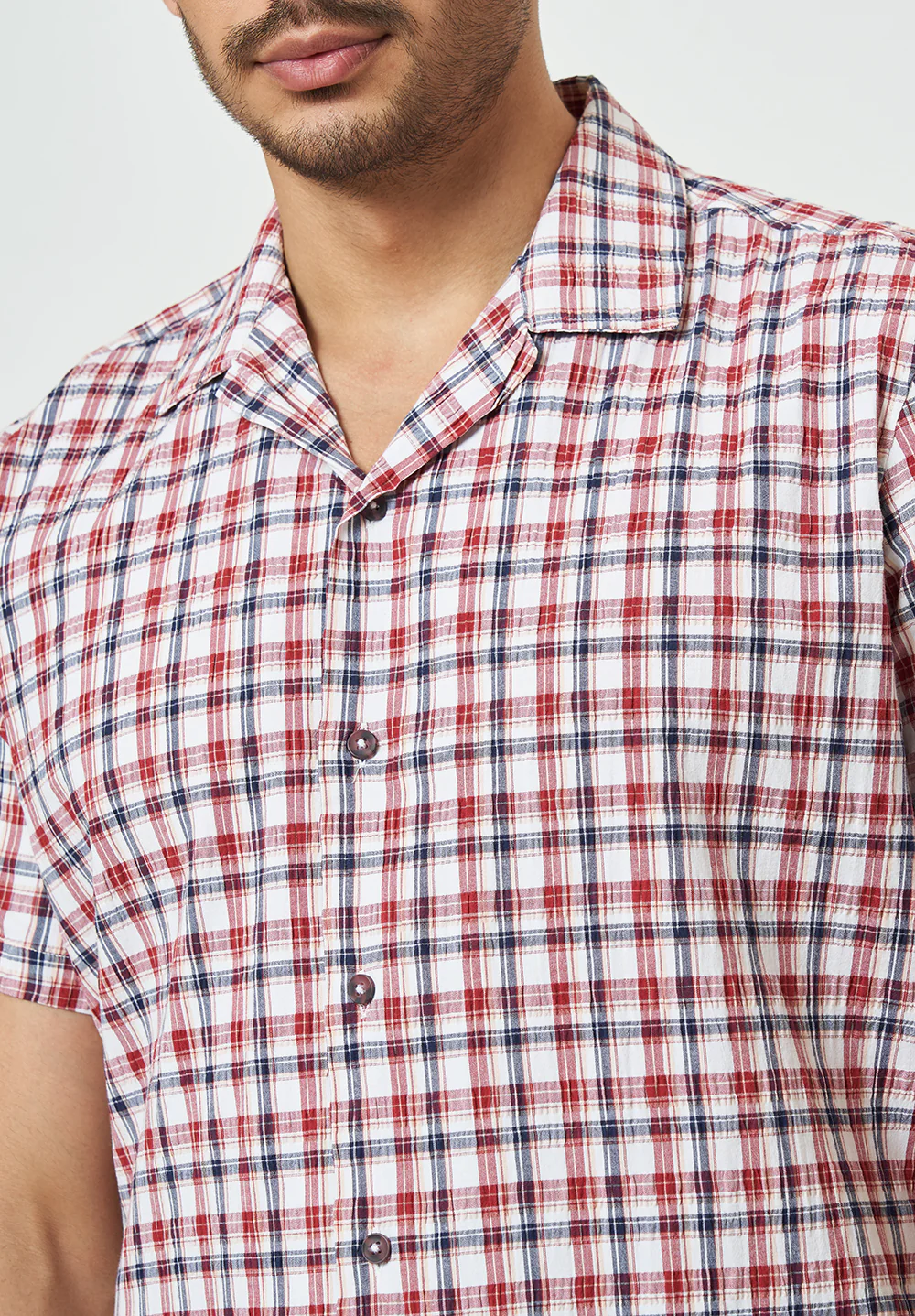 Men Red Checks Casual Shirt - Image 4