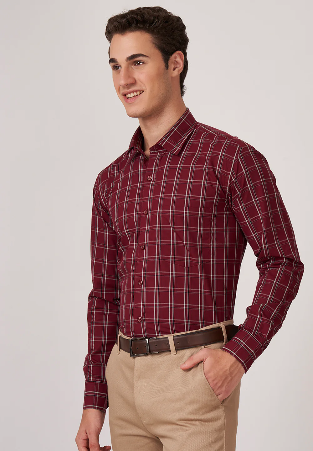 Men Red Regular Fit Formal Shirt - Image 3