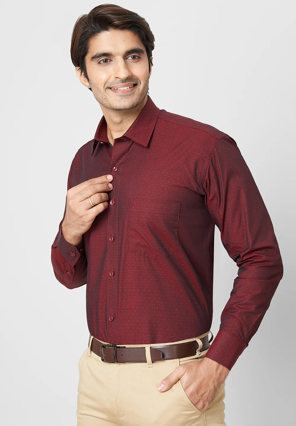 Men Red Regular Fit Formal Shirt