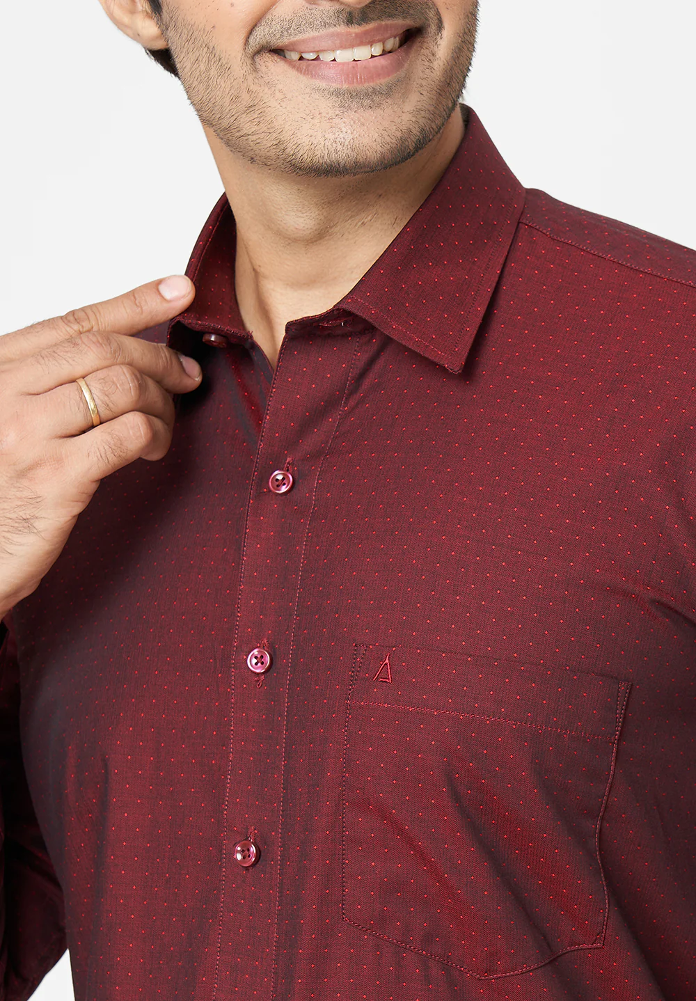 Men Red Regular Fit Formal Shirt - Image 3