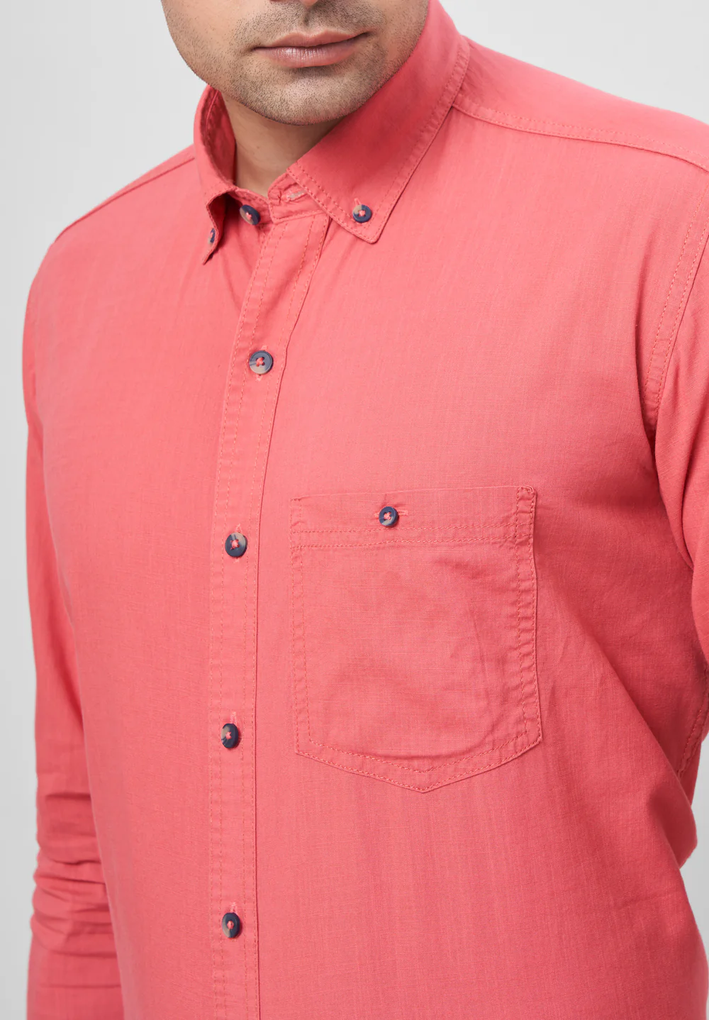 Men Red Smart Fit Formal Shirt - Image 3