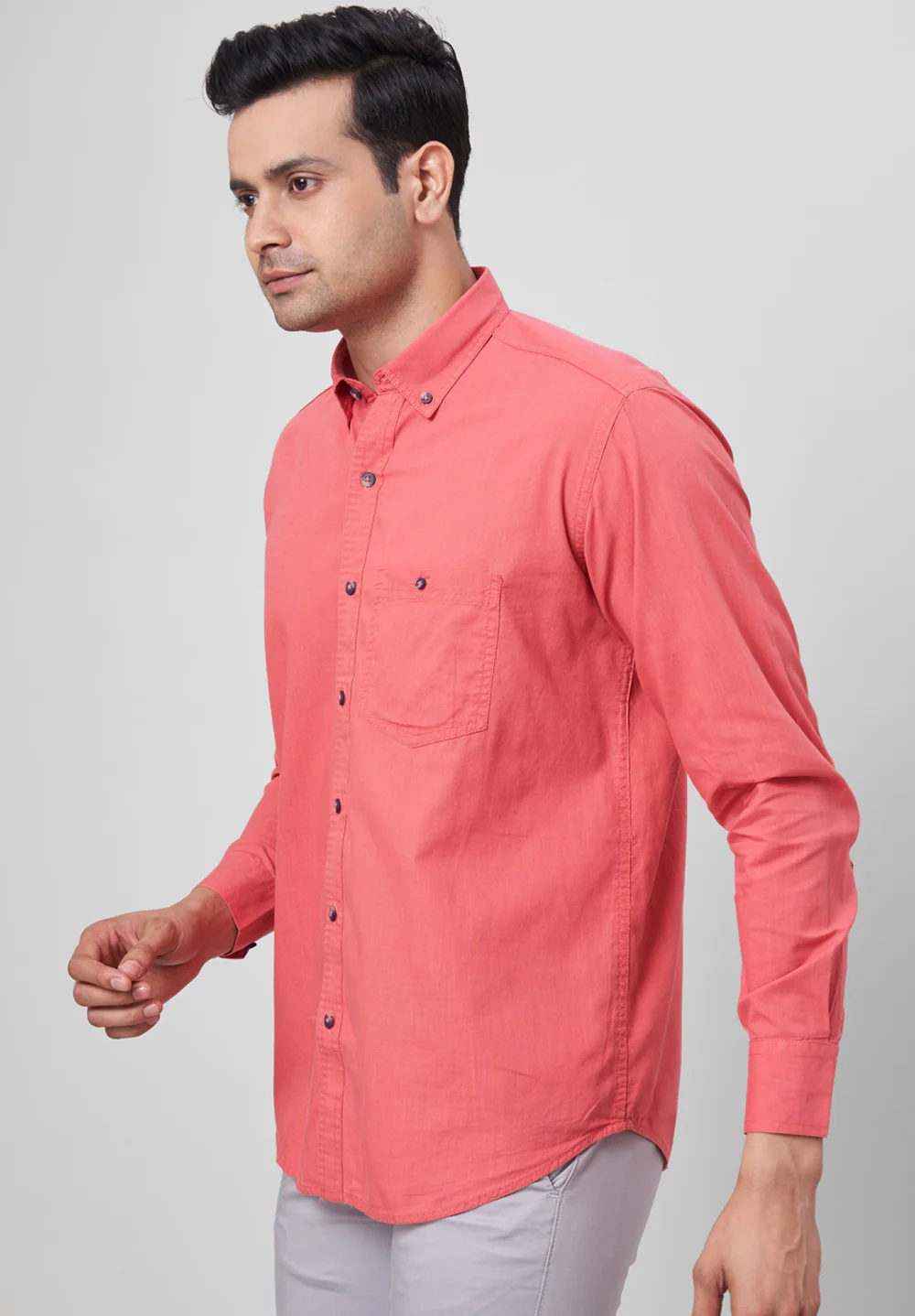Men Red Smart Fit Formal Shirt - Image 4