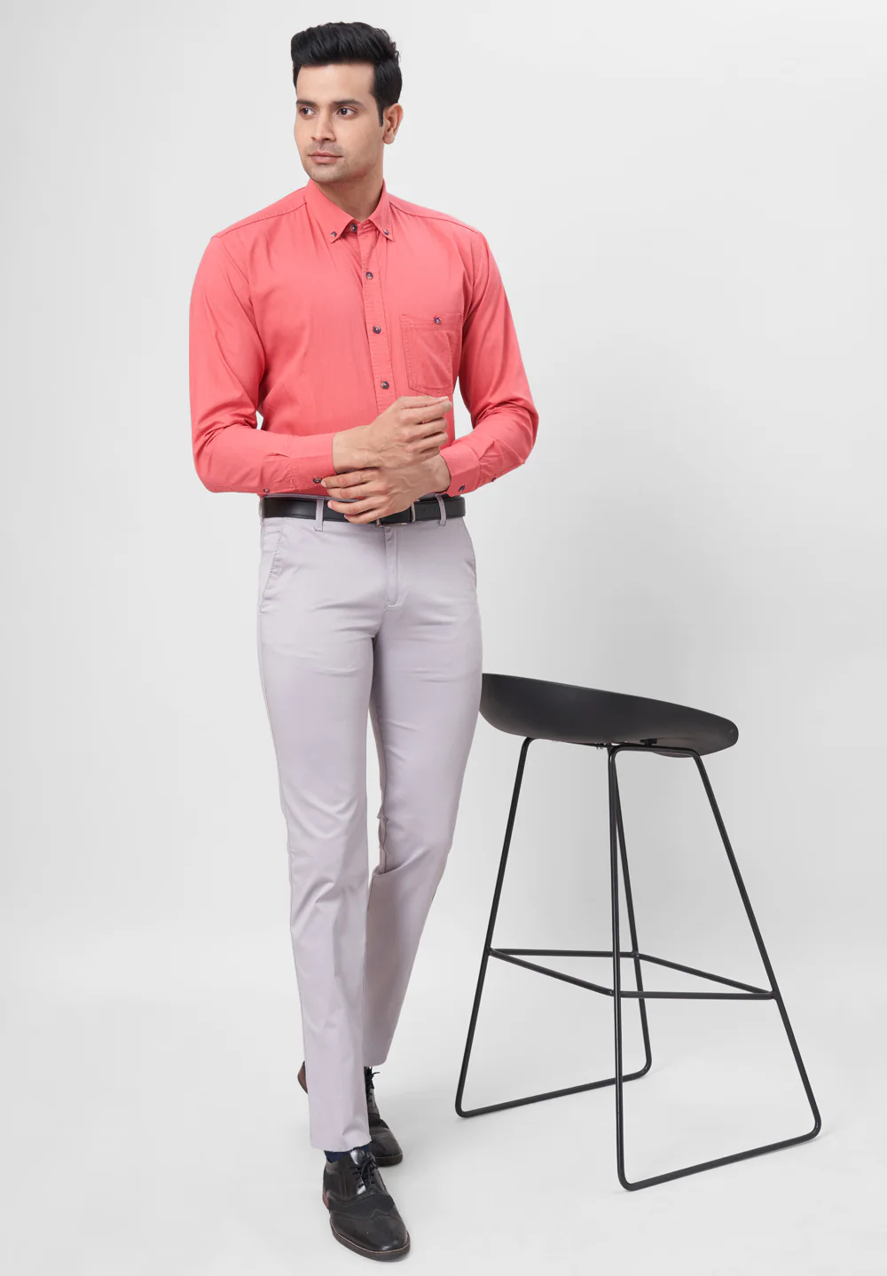 Men Red Smart Fit Formal Shirt - Image 5