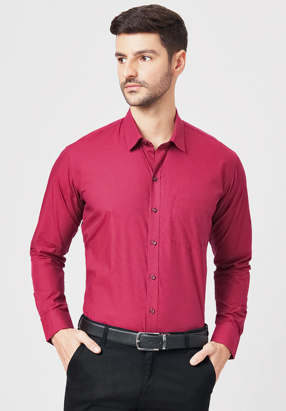 Men Red Slim Fit Formal Shirt