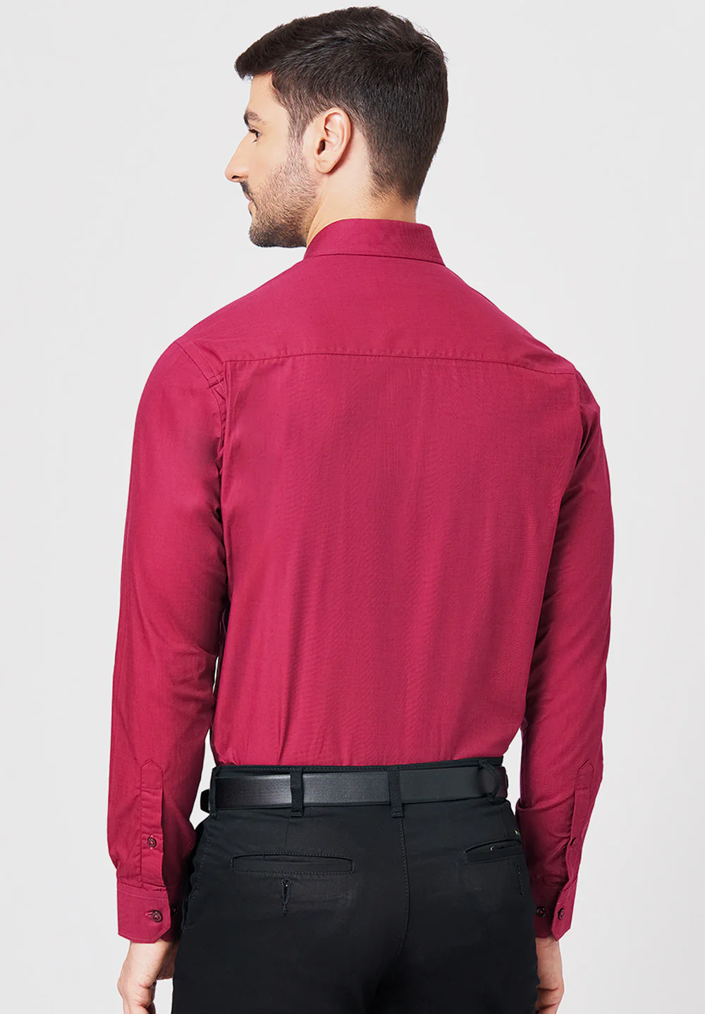 Men Red Slim Fit Formal Shirt - Image 3