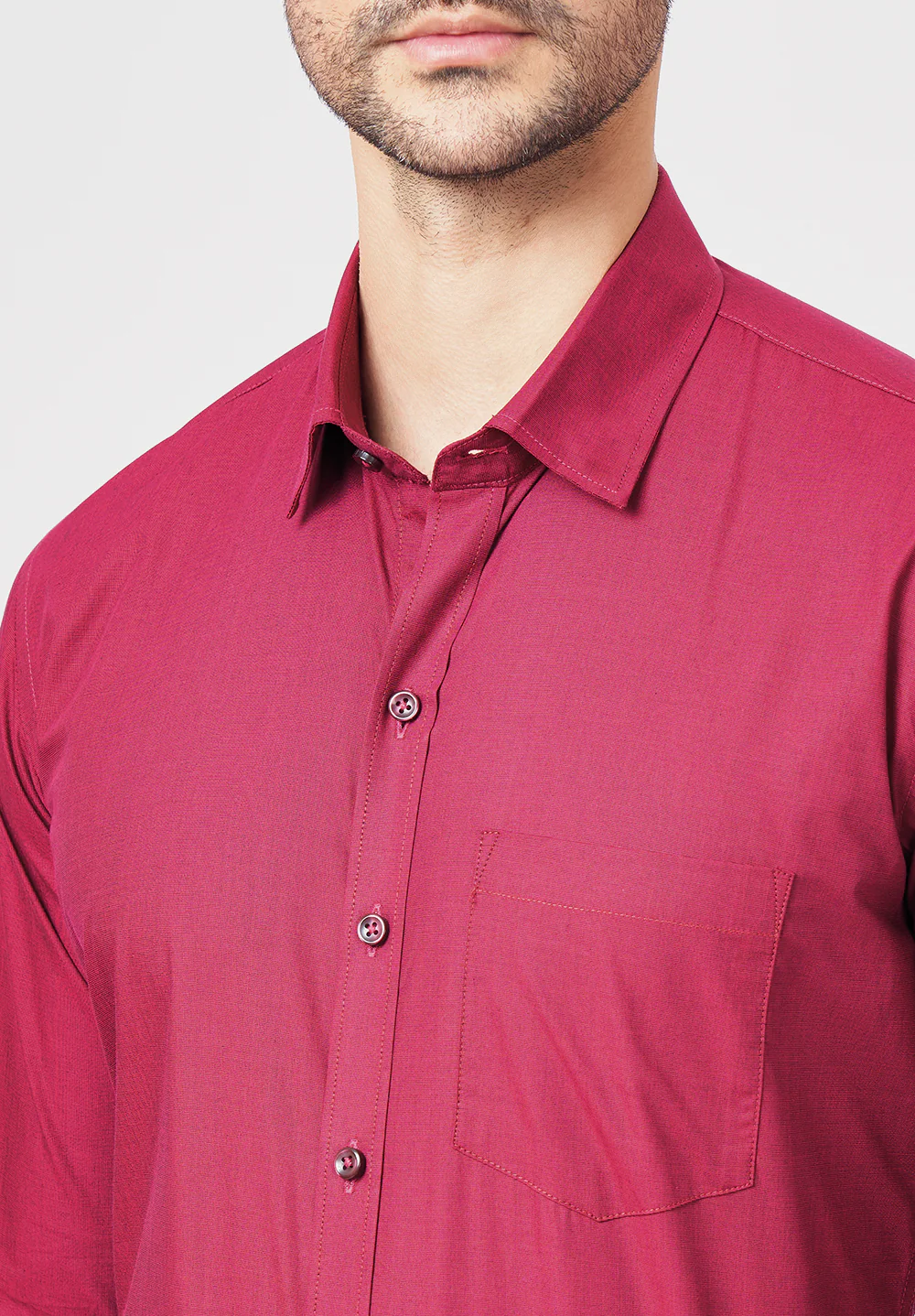 Men Red Slim Fit Formal Shirt - Image 4