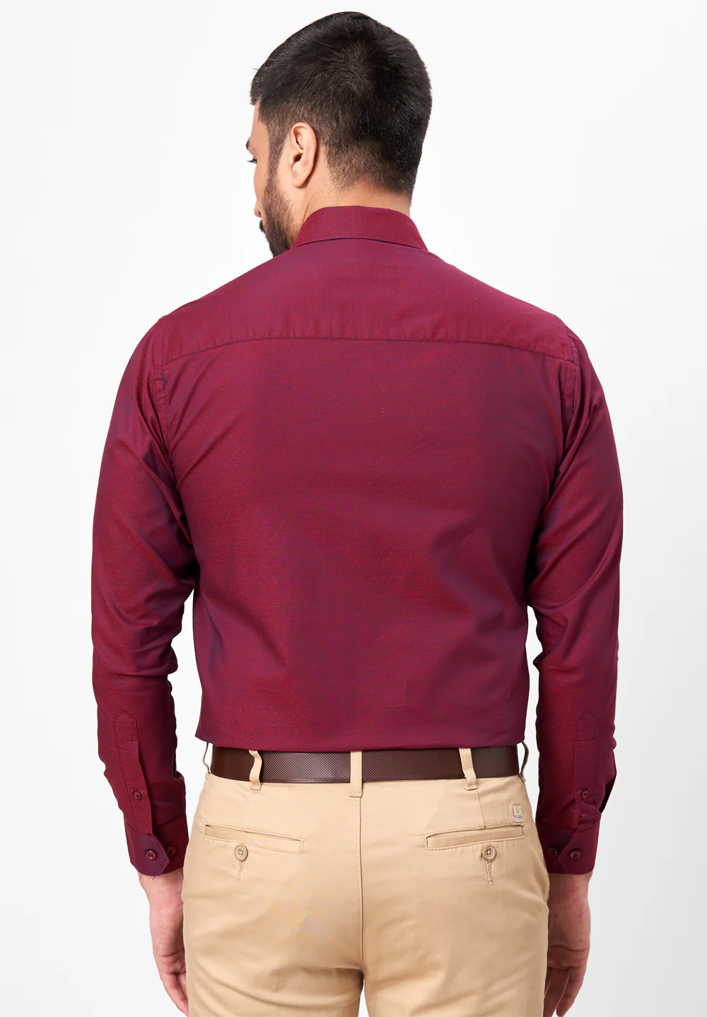 Men Red Slim Fit Formal Shirt - Image 2