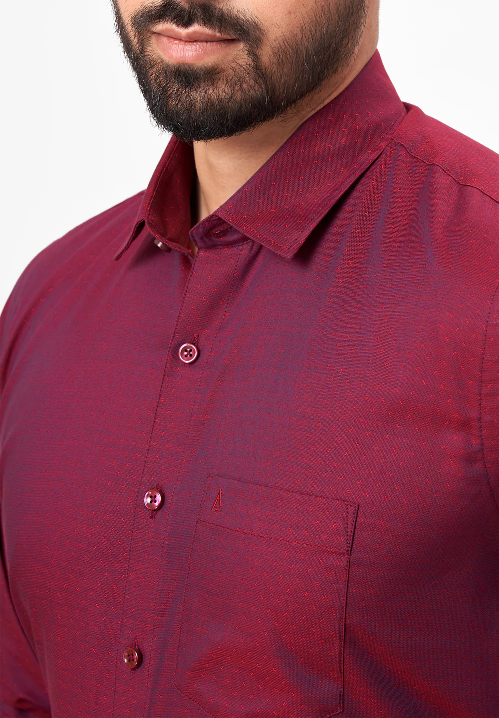 Men Red Slim Fit Formal Shirt - Image 3
