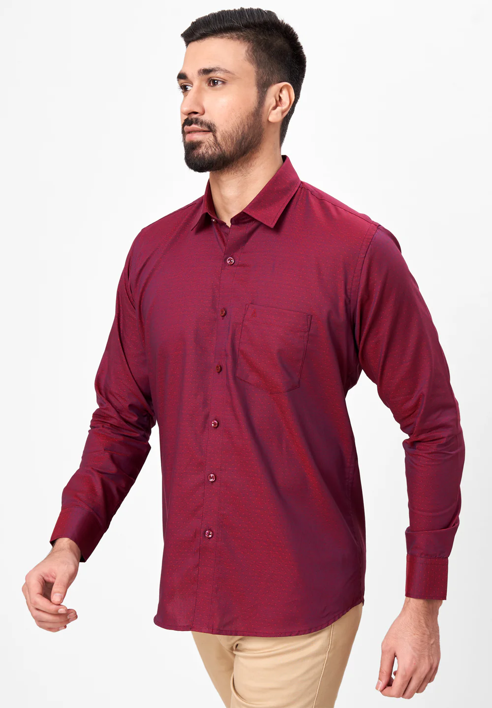 Men Red Slim Fit Formal Shirt - Image 4