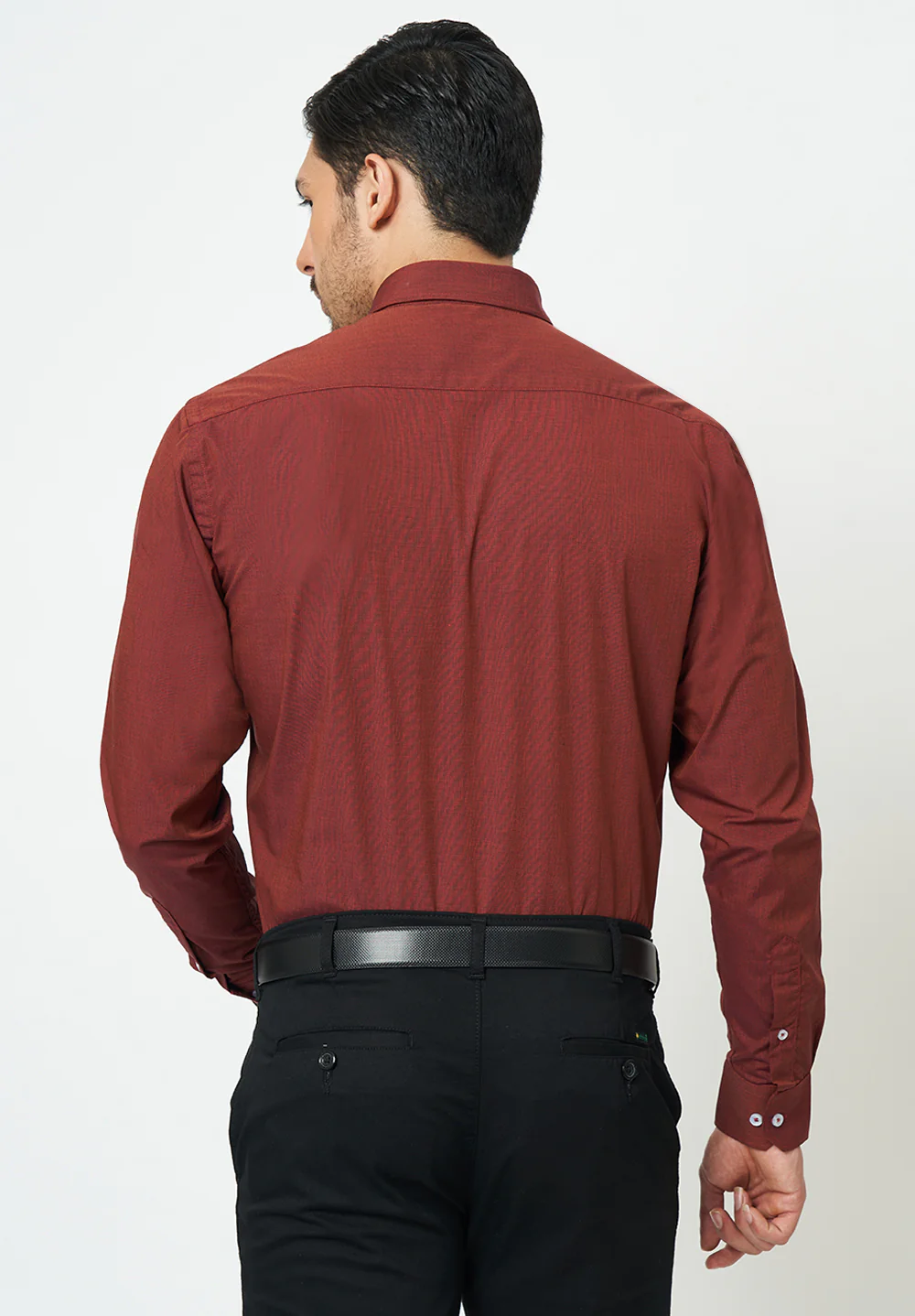 Men Red Slim Fit Formal Shirt - Image 3