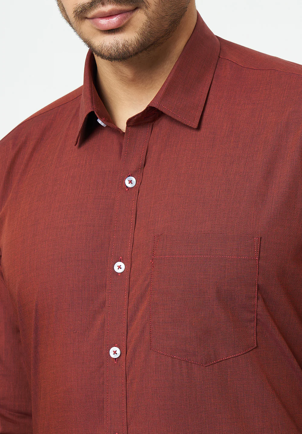 Men Red Slim Fit Formal Shirt - Image 4