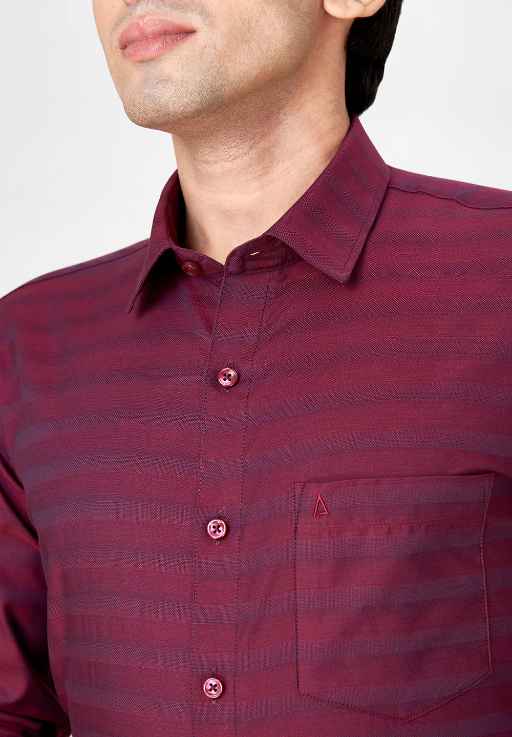 Men Red Slim Fit Formal Shirt - Image 3