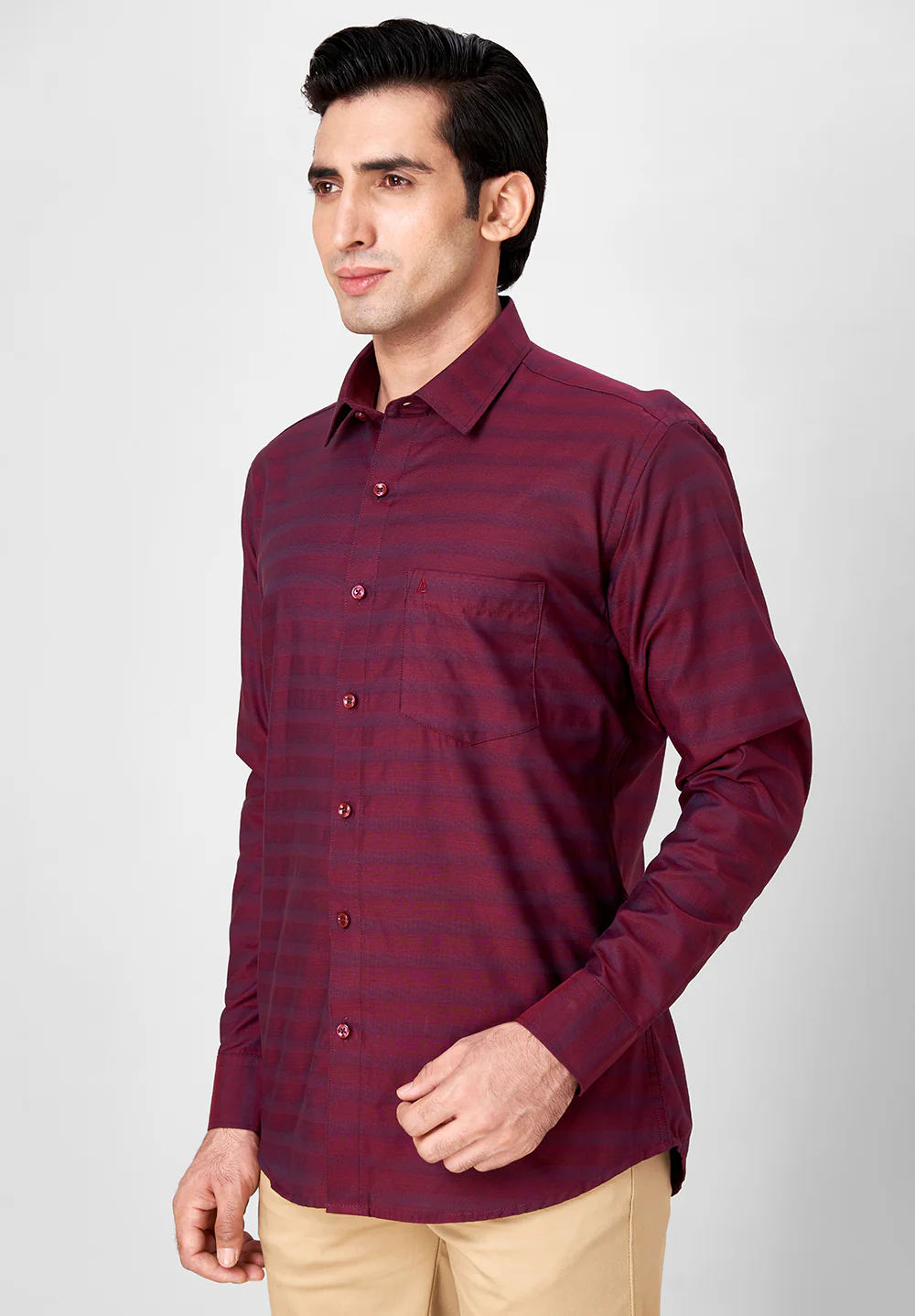 Men Red Slim Fit Formal Shirt - Image 4