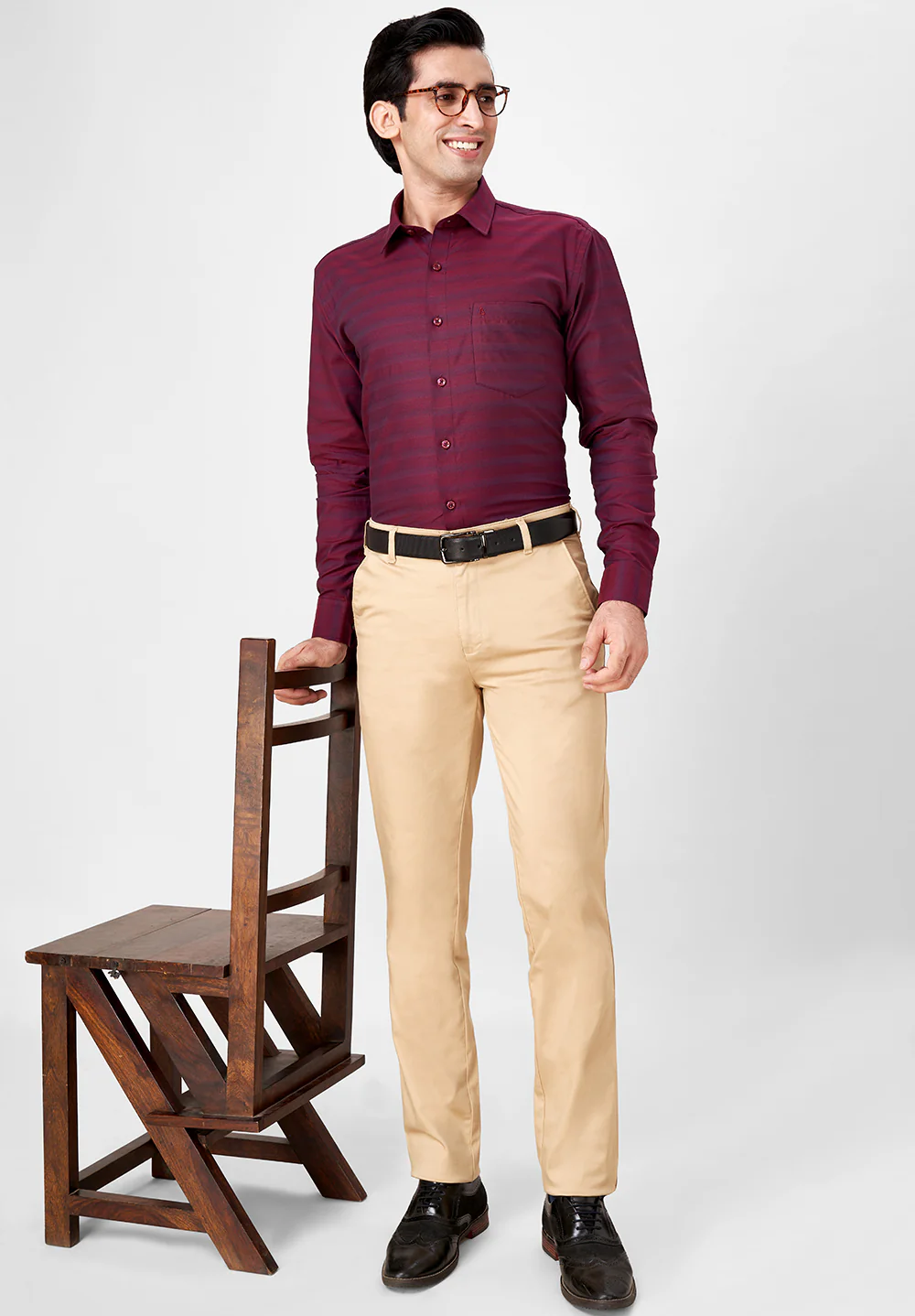Men Red Slim Fit Formal Shirt - Image 5