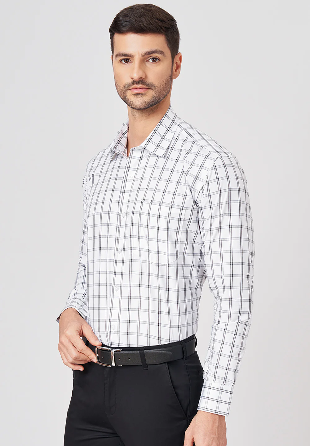 Men White Regular Fit Formal Shirt - Image 3