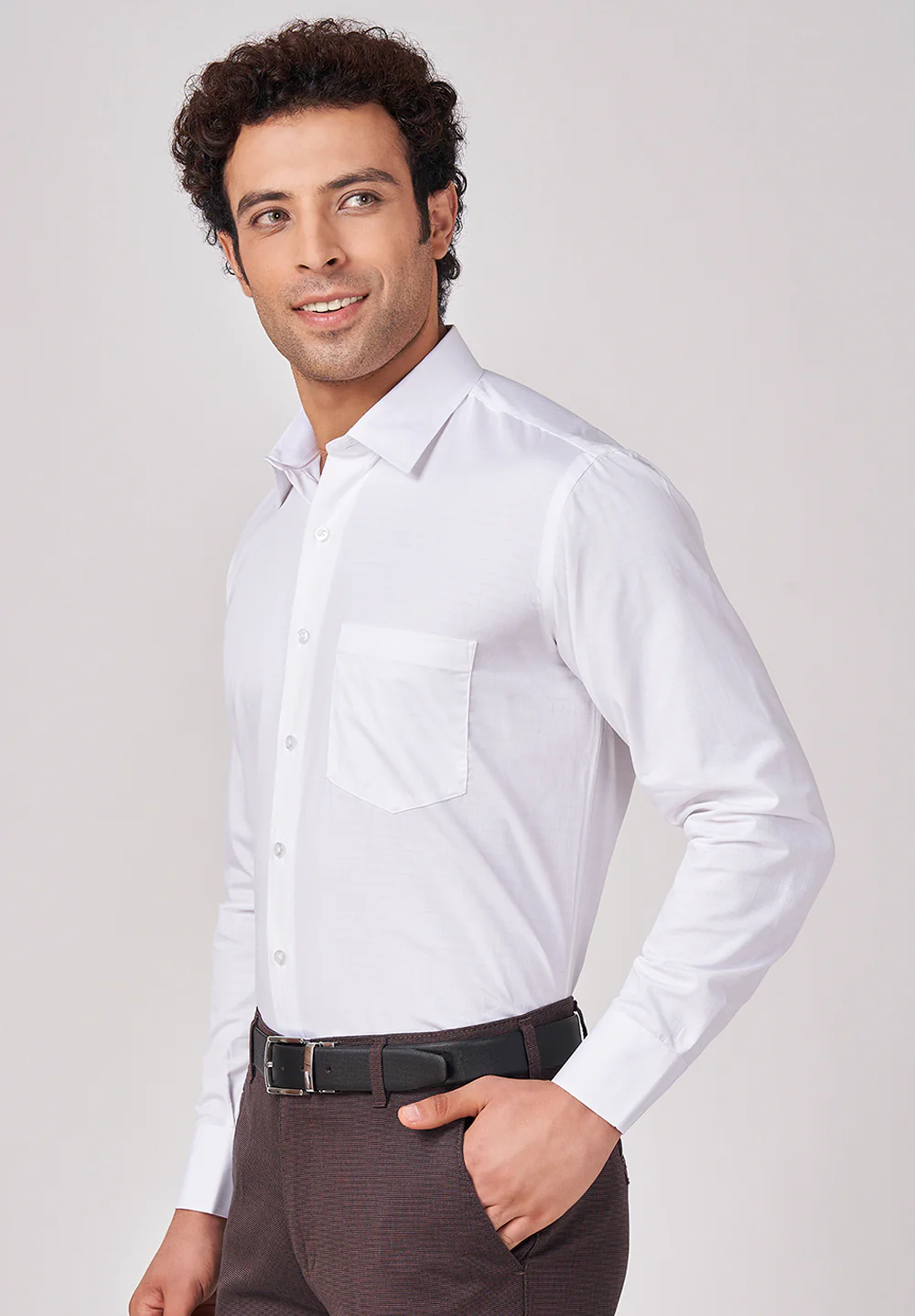 Men White Regular Fit Formal Shirt - Image 3