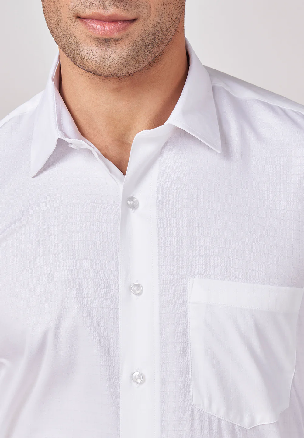 Men White Regular Fit Formal Shirt - Image 4