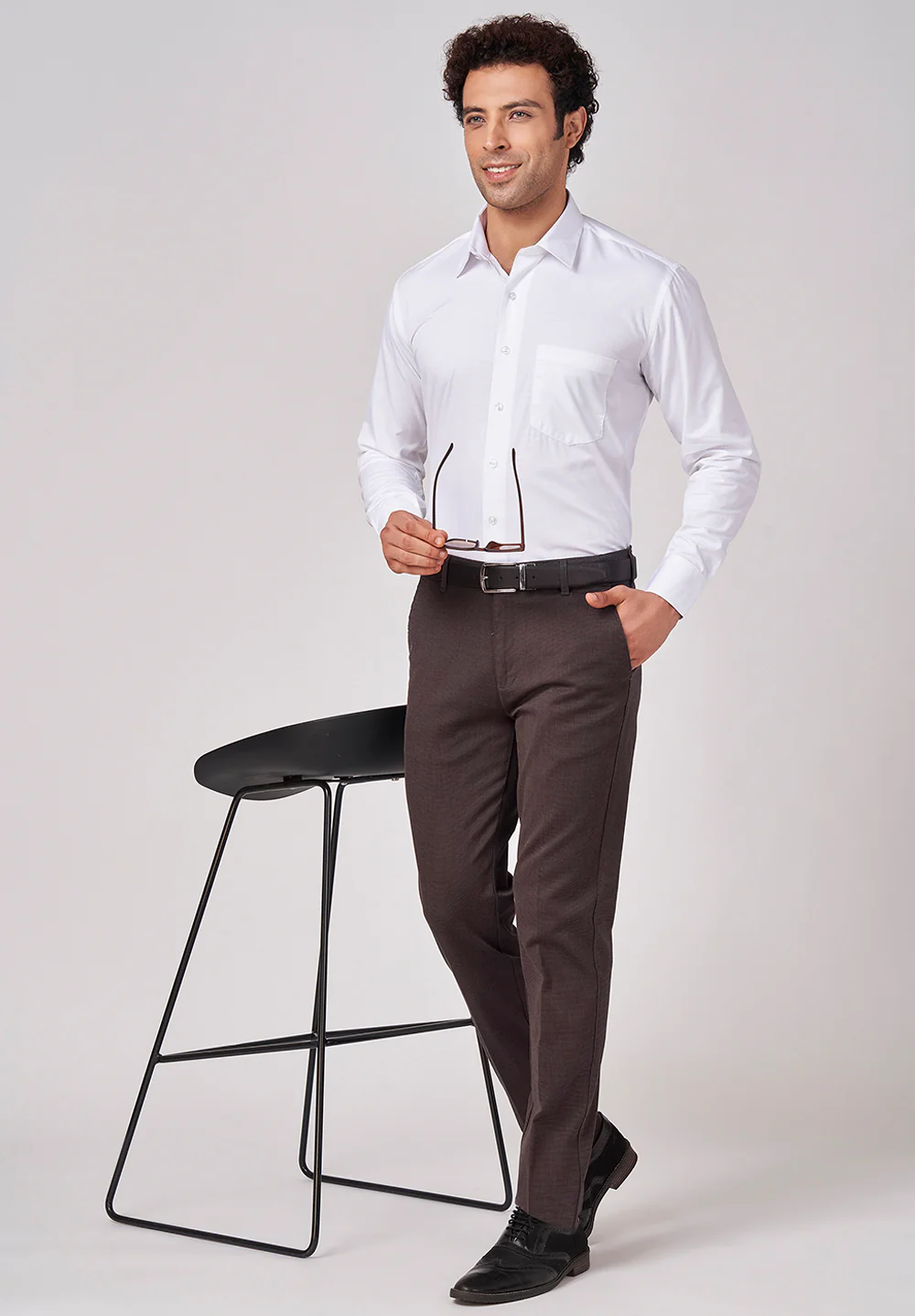 Men White Regular Fit Formal Shirt - Image 5
