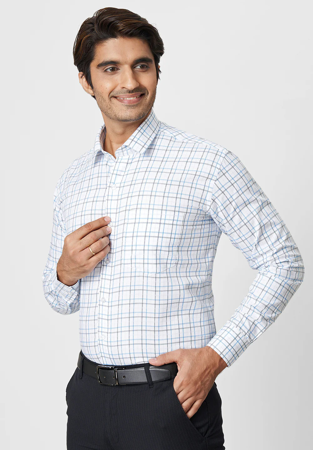 Men White Regular Fit Formal Shirt - Image 5