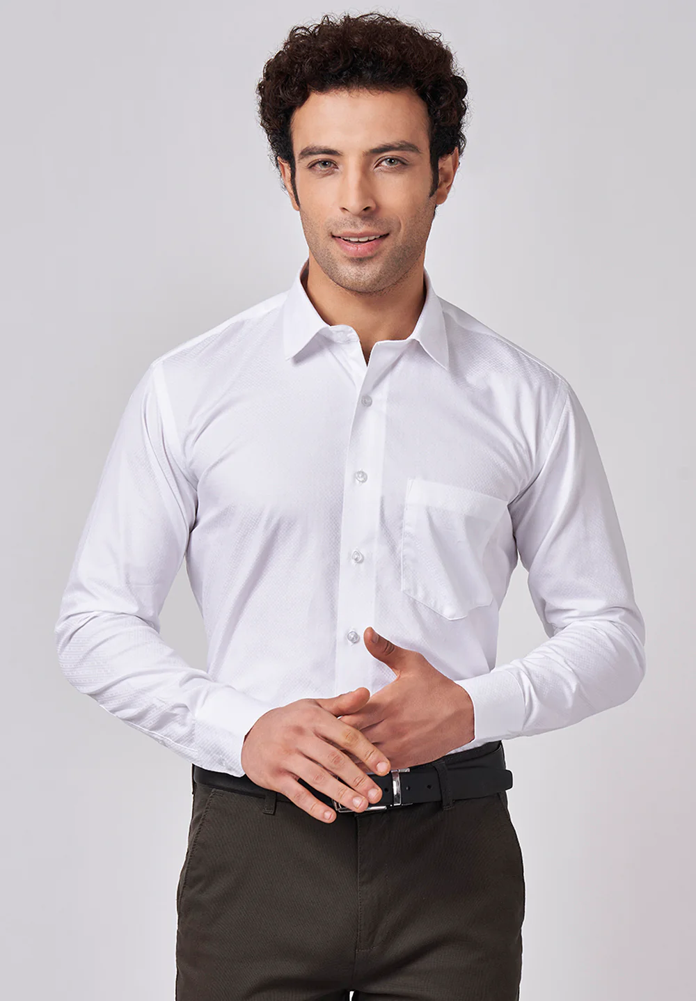Men White Regular Fit Formal Shirt