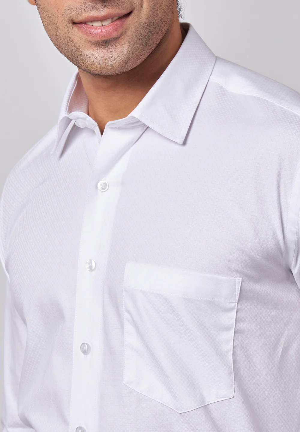 Men White Regular Fit Formal Shirt - Image 4