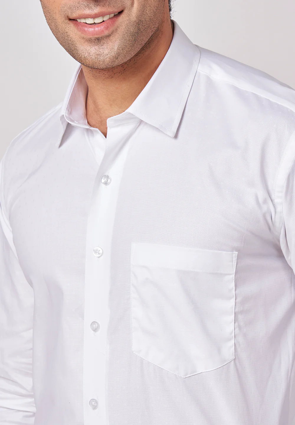 Men White Regular Fit Formal Shirt - Image 4