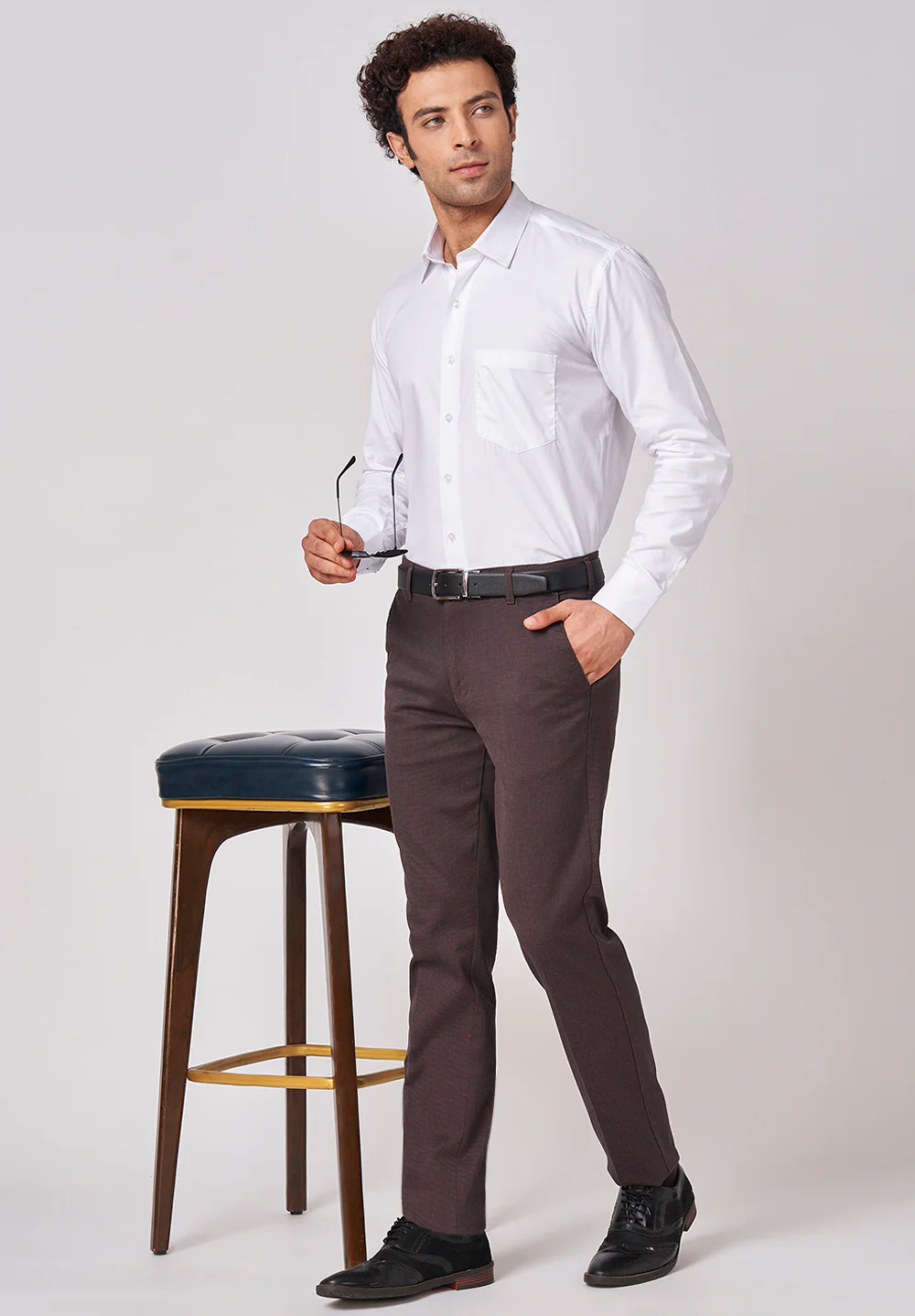 Men White Regular Fit Formal Shirt - Image 5