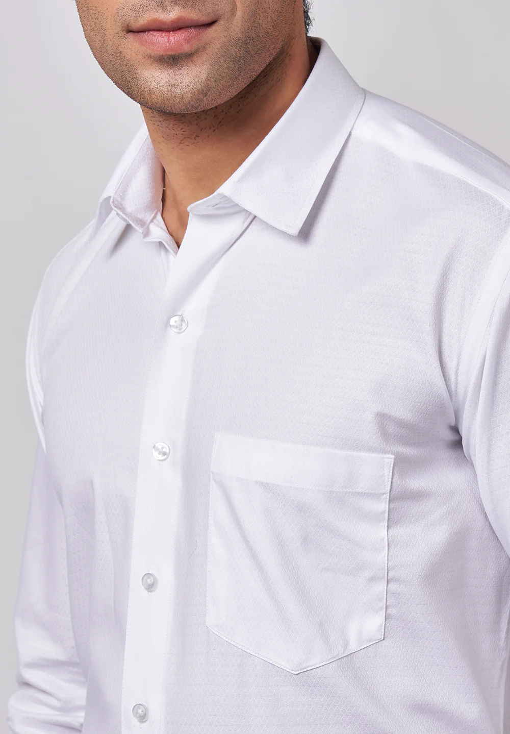 Men White Regular Fit Formal Shirt - Image 4