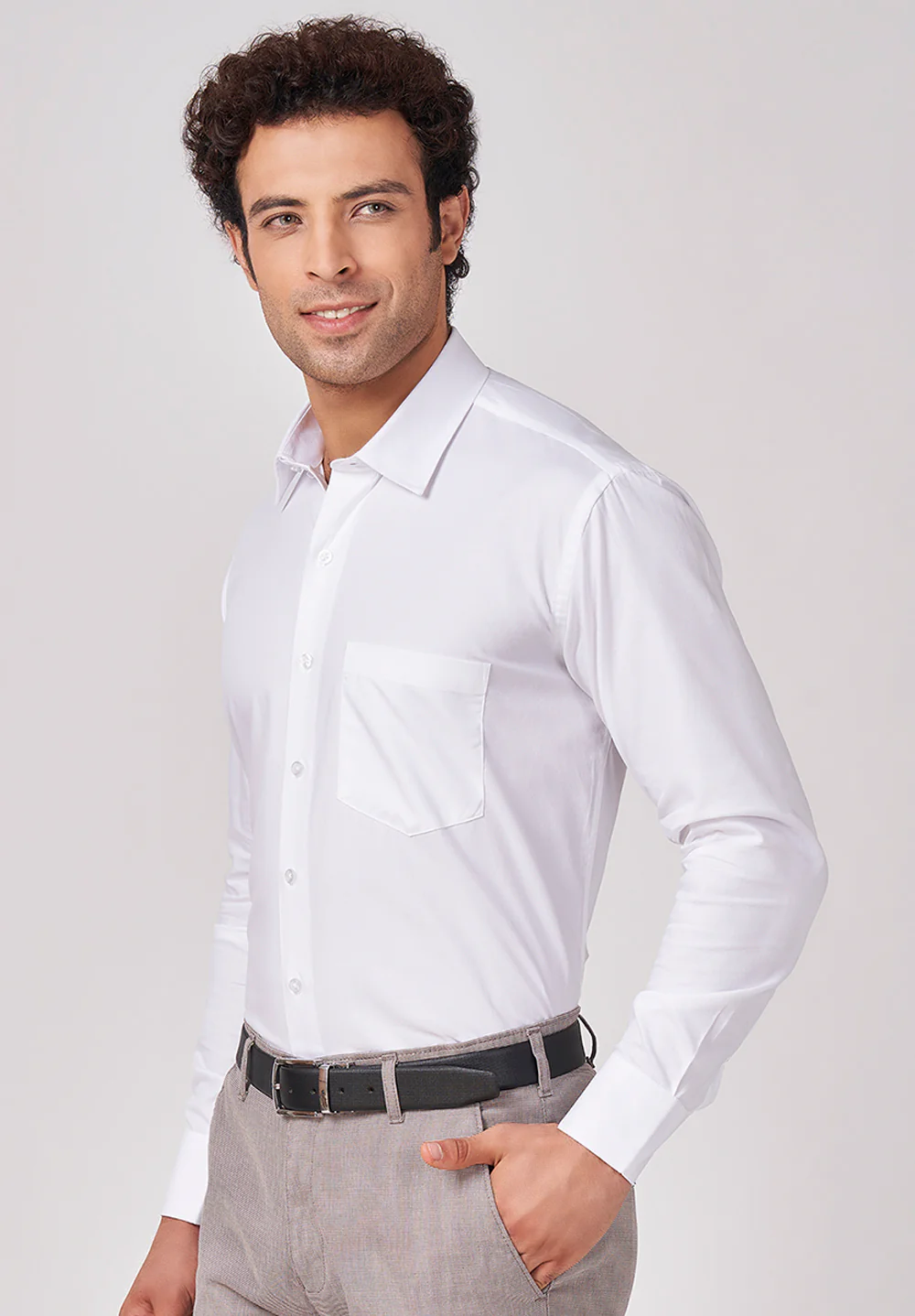 Men White Regular Fit Formal Shirt - Image 3