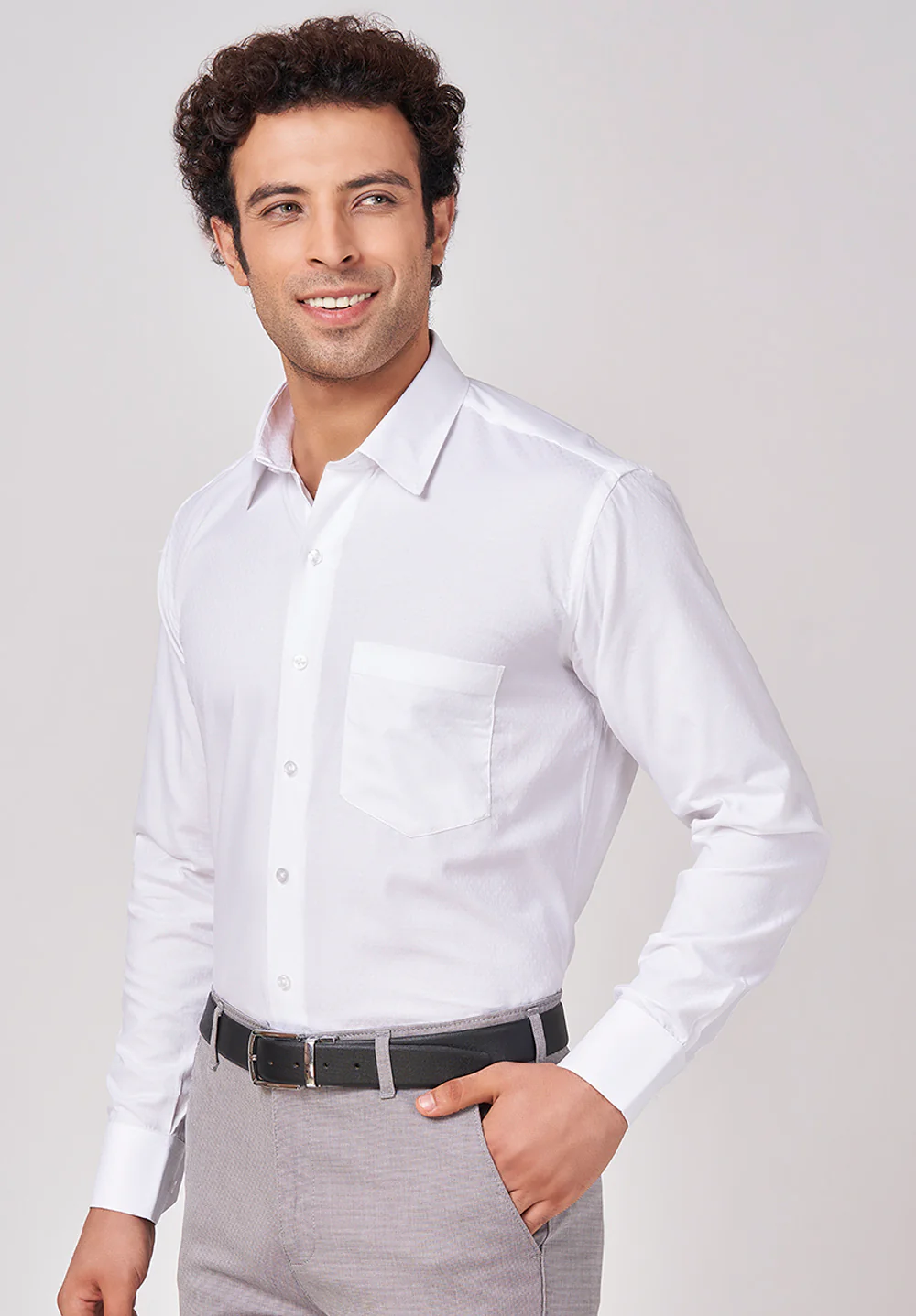 Men White Regular Fit Formal Shirt - Image 3