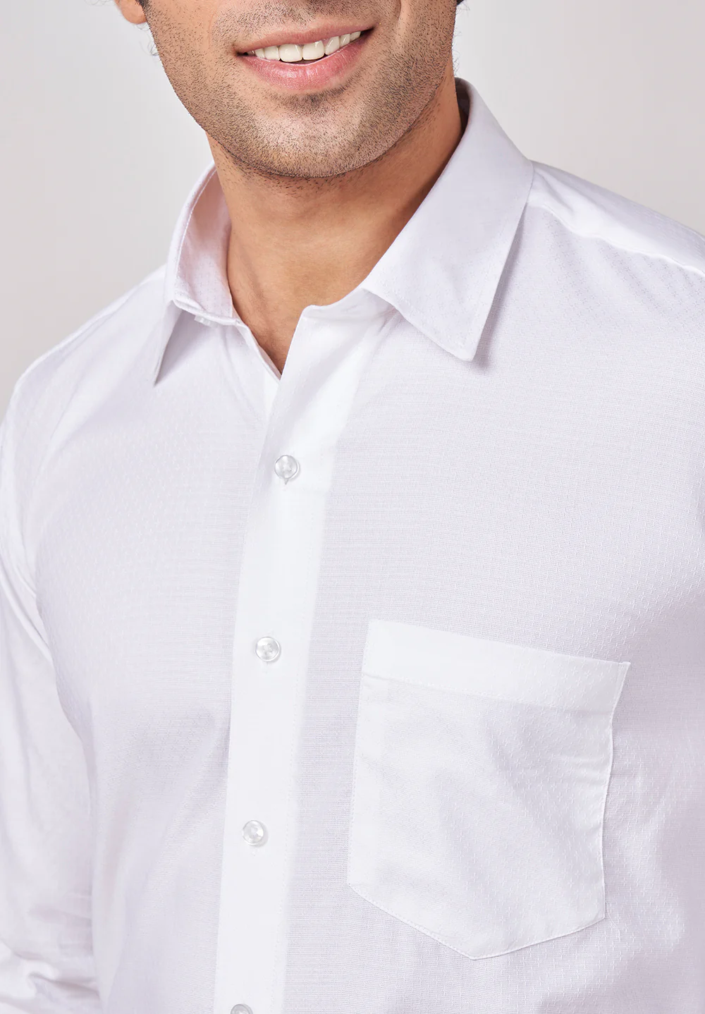 Men White Regular Fit Formal Shirt - Image 4