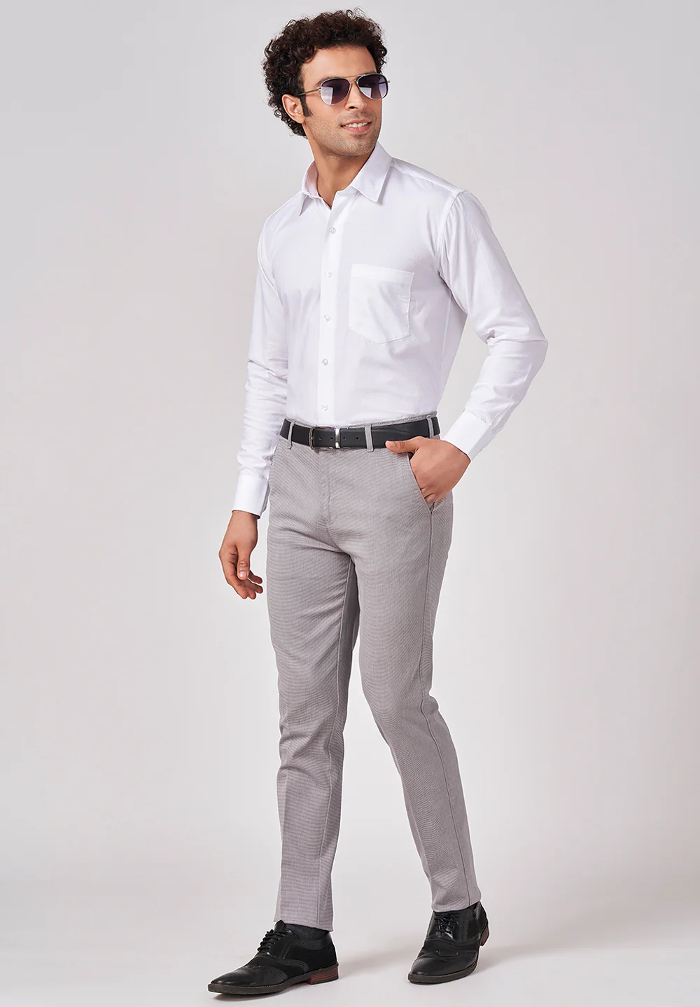 Men White Regular Fit Formal Shirt - Image 5