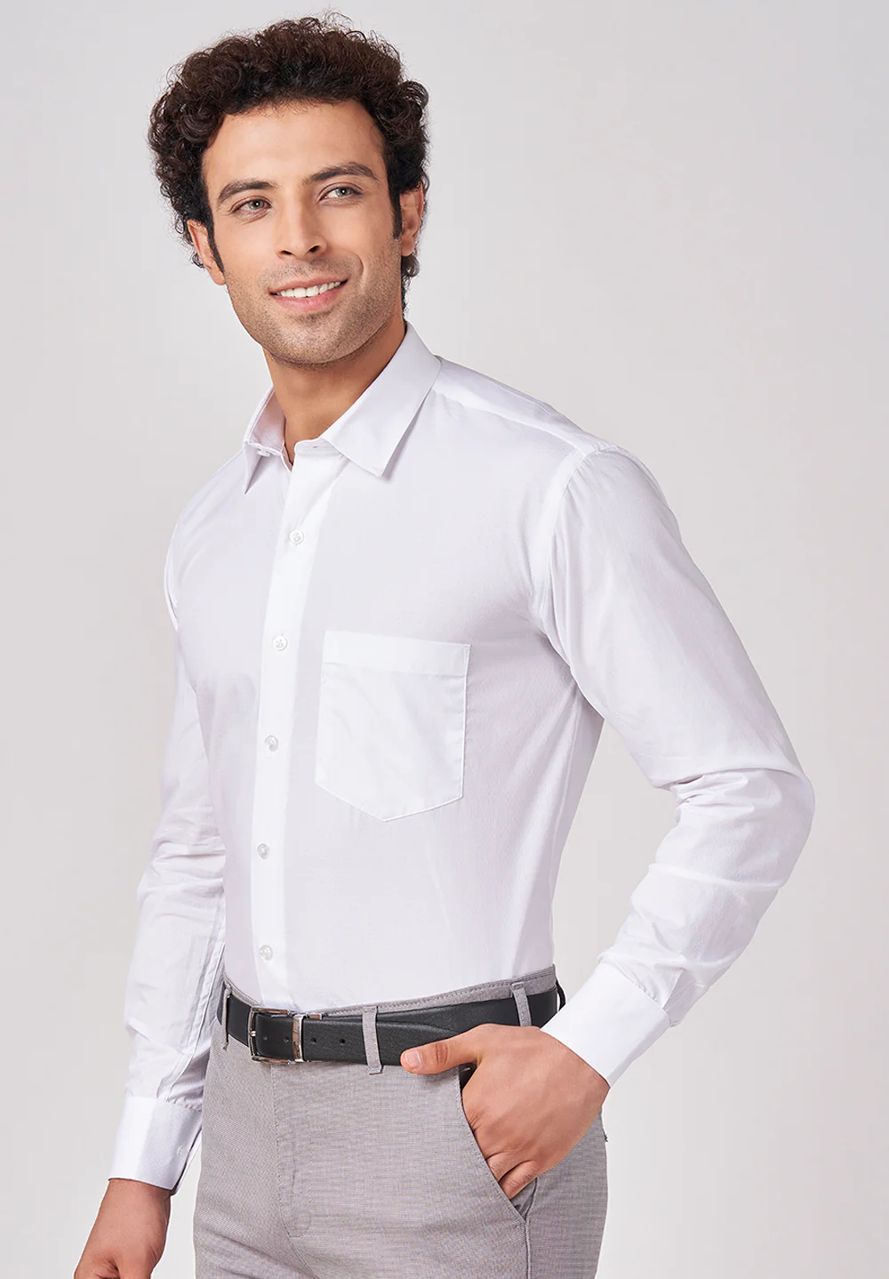 Men White Regular Fit Formal Shirt - Image 3