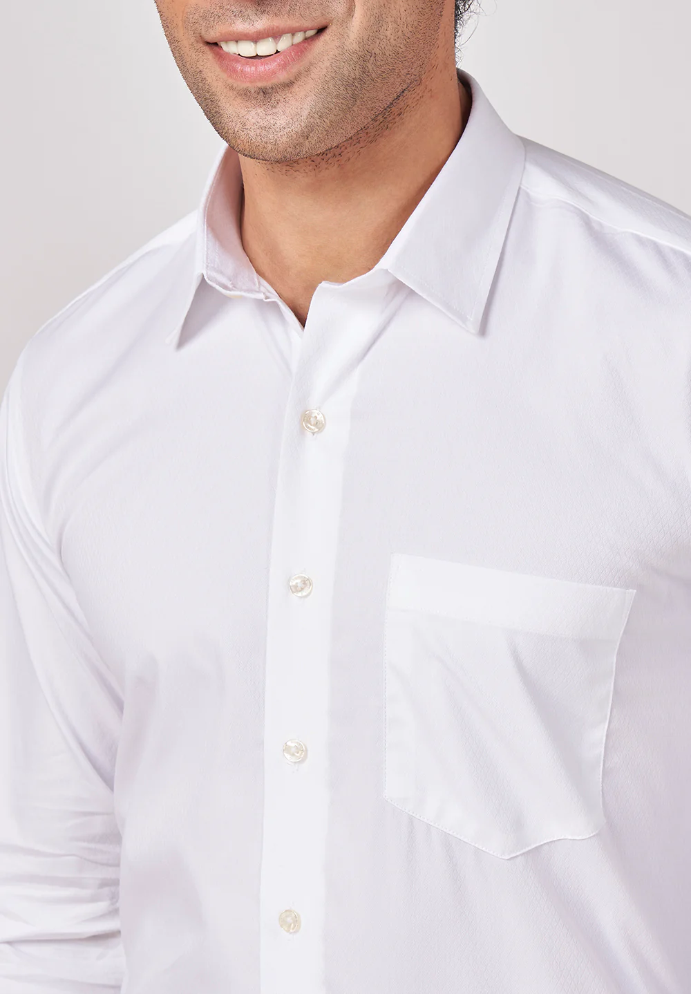 Men White Regular Fit Formal Shirt - Image 4